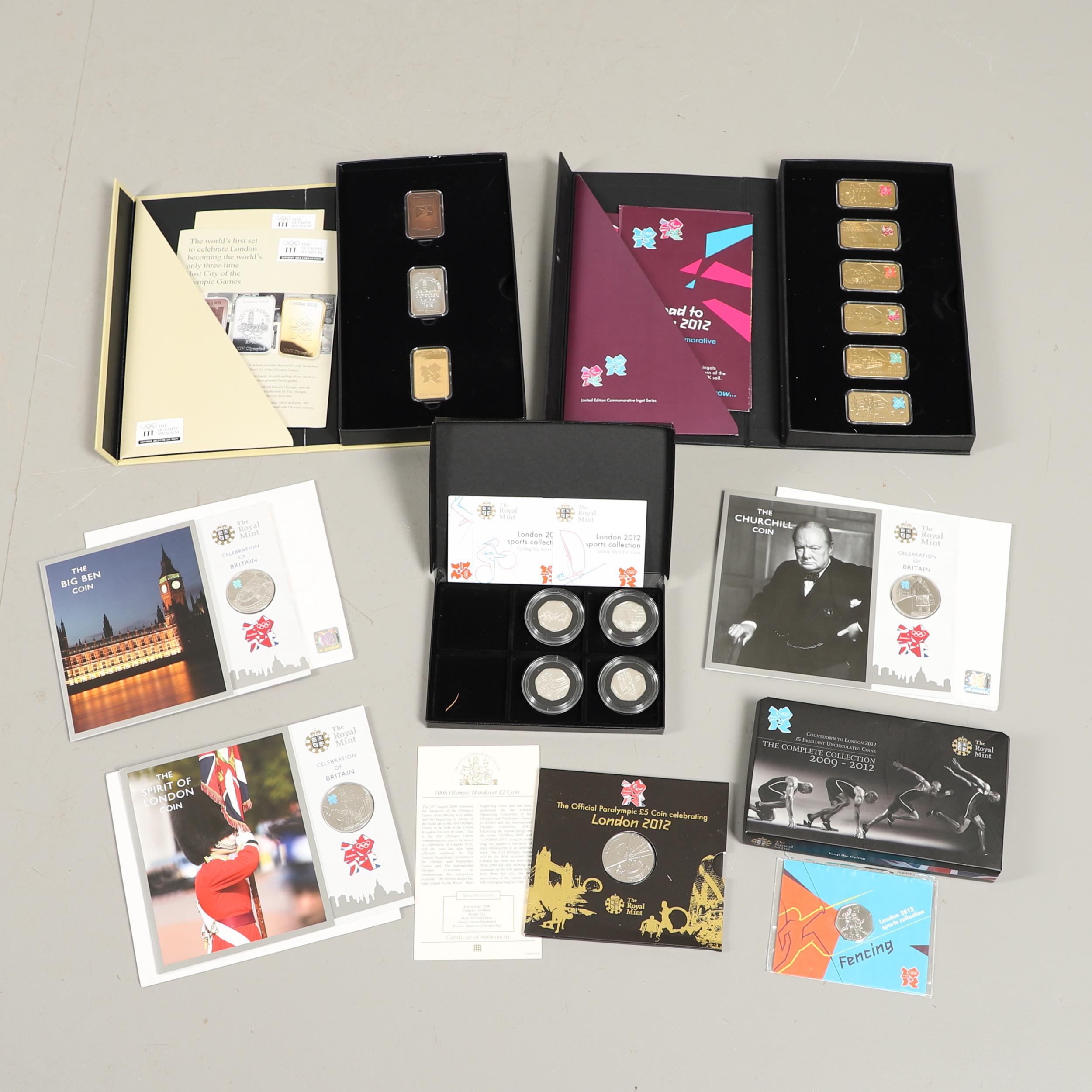 A COLLECTION OF ROYAL MINT AND OTHER RECENT OLYMPIC GAMES RELATED ISSUES TO INCLUDE THE THREE INGOT