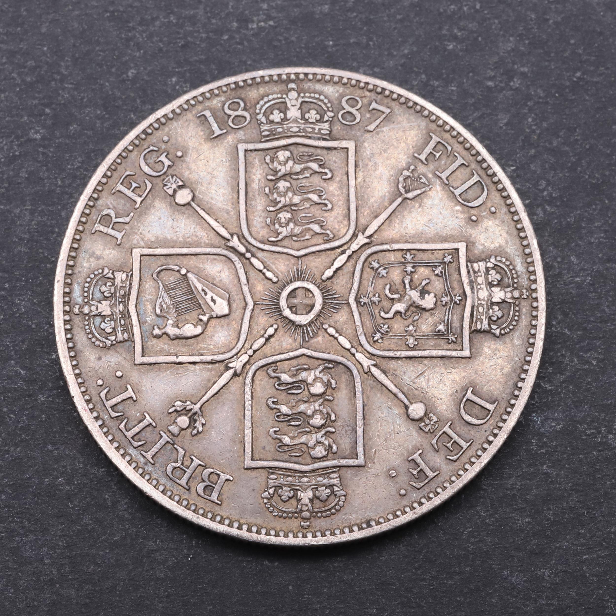 A QUEEN VICTORIA DOUBLE FLORIN, 1887. - Bild 2 aus 3