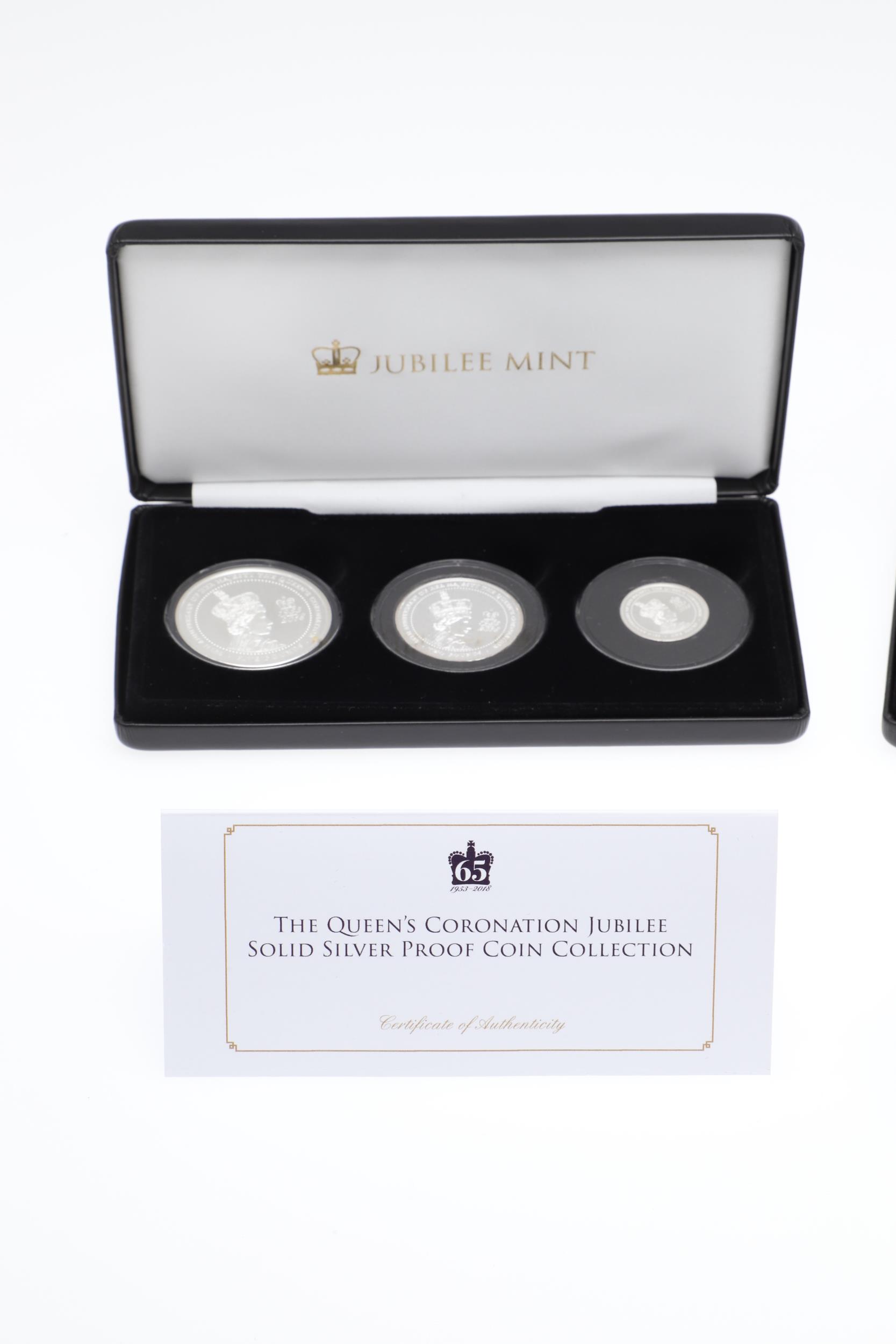 THREE JUBILEE MINT THREE COIN SILVER PROOF ROYALTY THEMED ISSUES, 2014, 2016 AND 2018. - Image 5 of 10