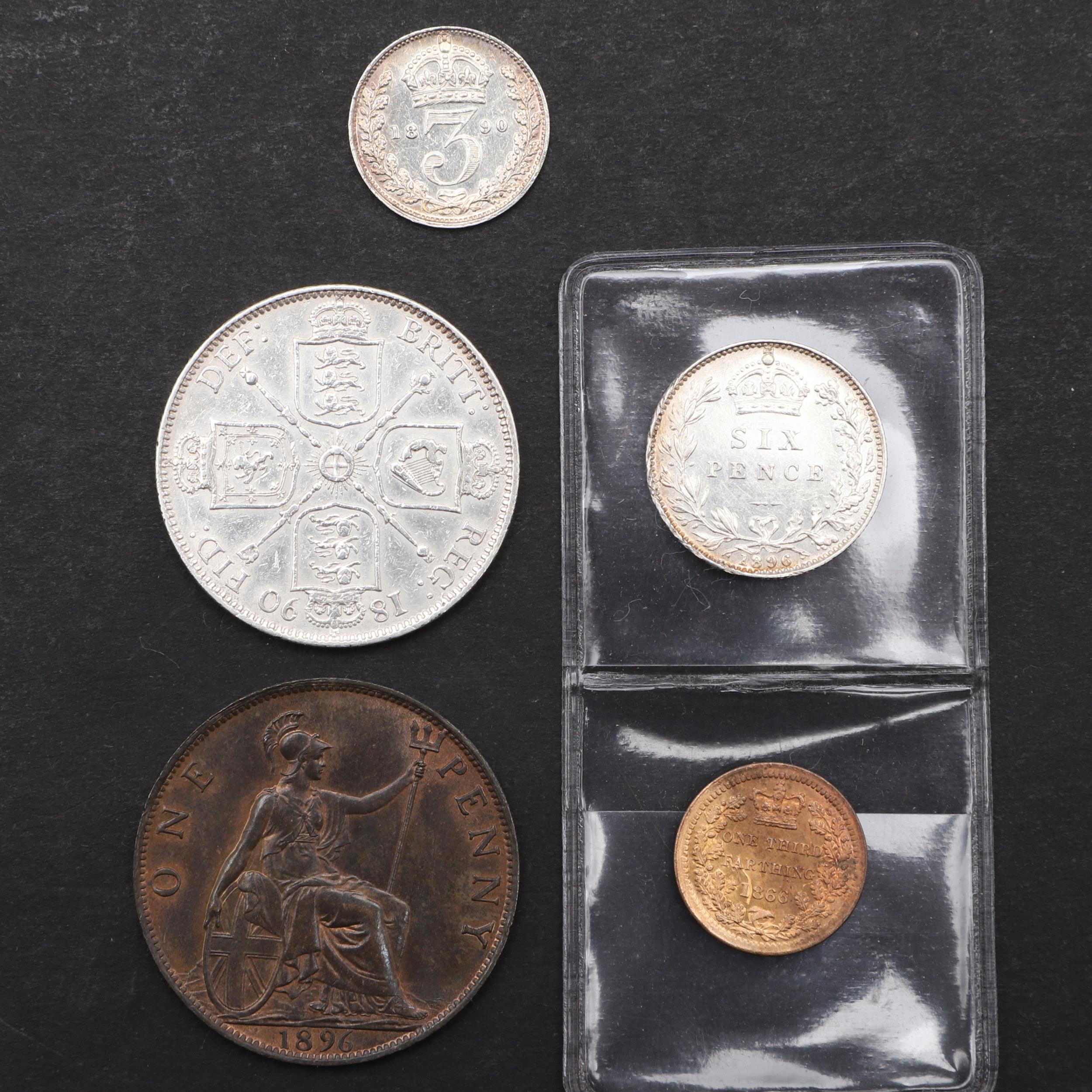 A COLLECTION OF VICTORIAN COINS TO INCLUDE FLORIN, SIXPENCE AND OTHERS. - Bild 2 aus 2