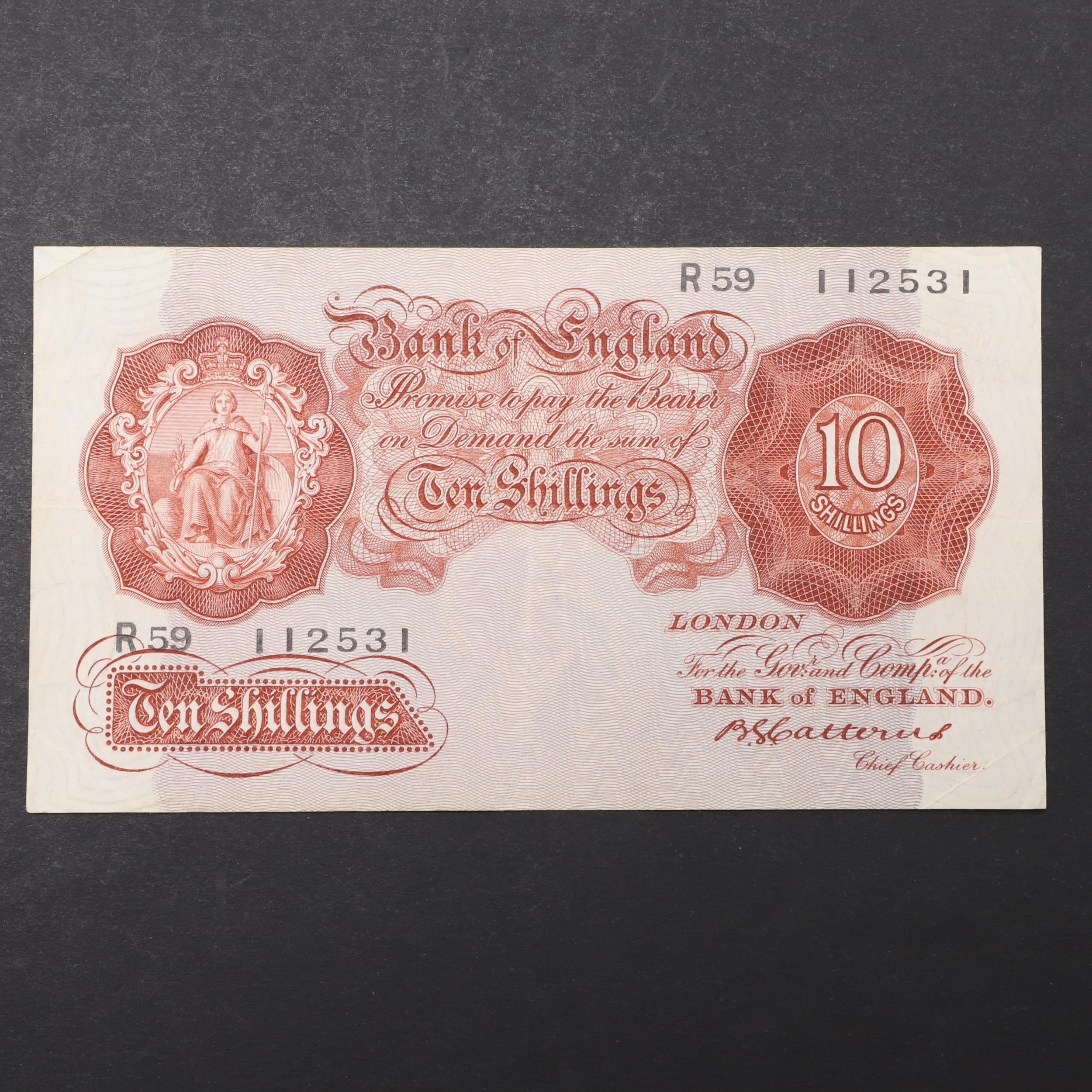 A BANK OF ENGLAND SERIES 'A' TEN SHILLING NOTE.