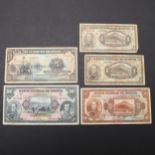 A COLLECTION OF FIVE BOLIVIAN BANKNOTES.