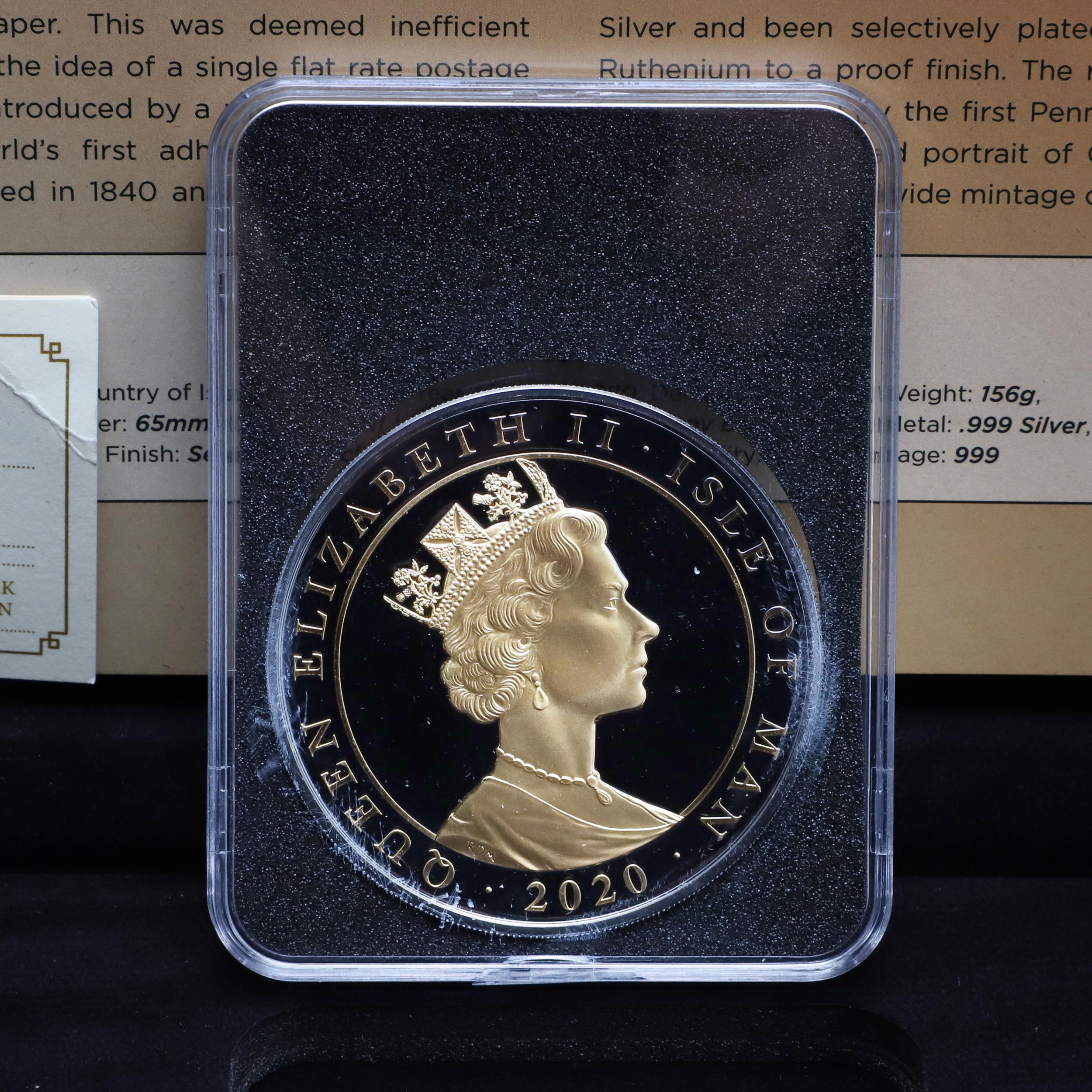 AN ELIZABETH II ISLE OF MAN TEN POUND PENNY BLACK SILVER COIN. 2020. - Bild 5 aus 5