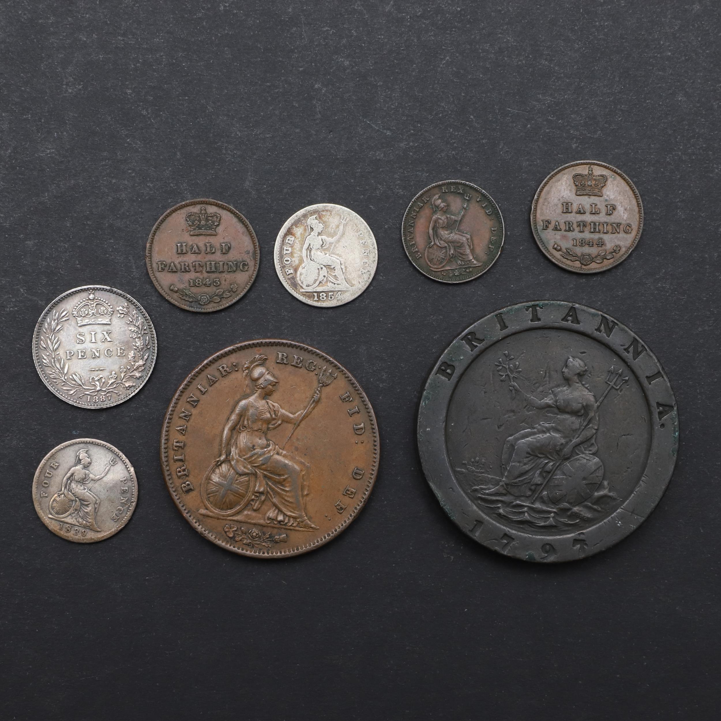 A COLLECTION OF GEORGE III AND LATER COPPER AND SMALL SILVER ISSUES. - Image 2 of 2