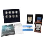 A WESTMINSTER COLLECTION 'REVOLUTION TO RESTORATION' SILVER PROOF SET AND OTHERS SIMILAR.