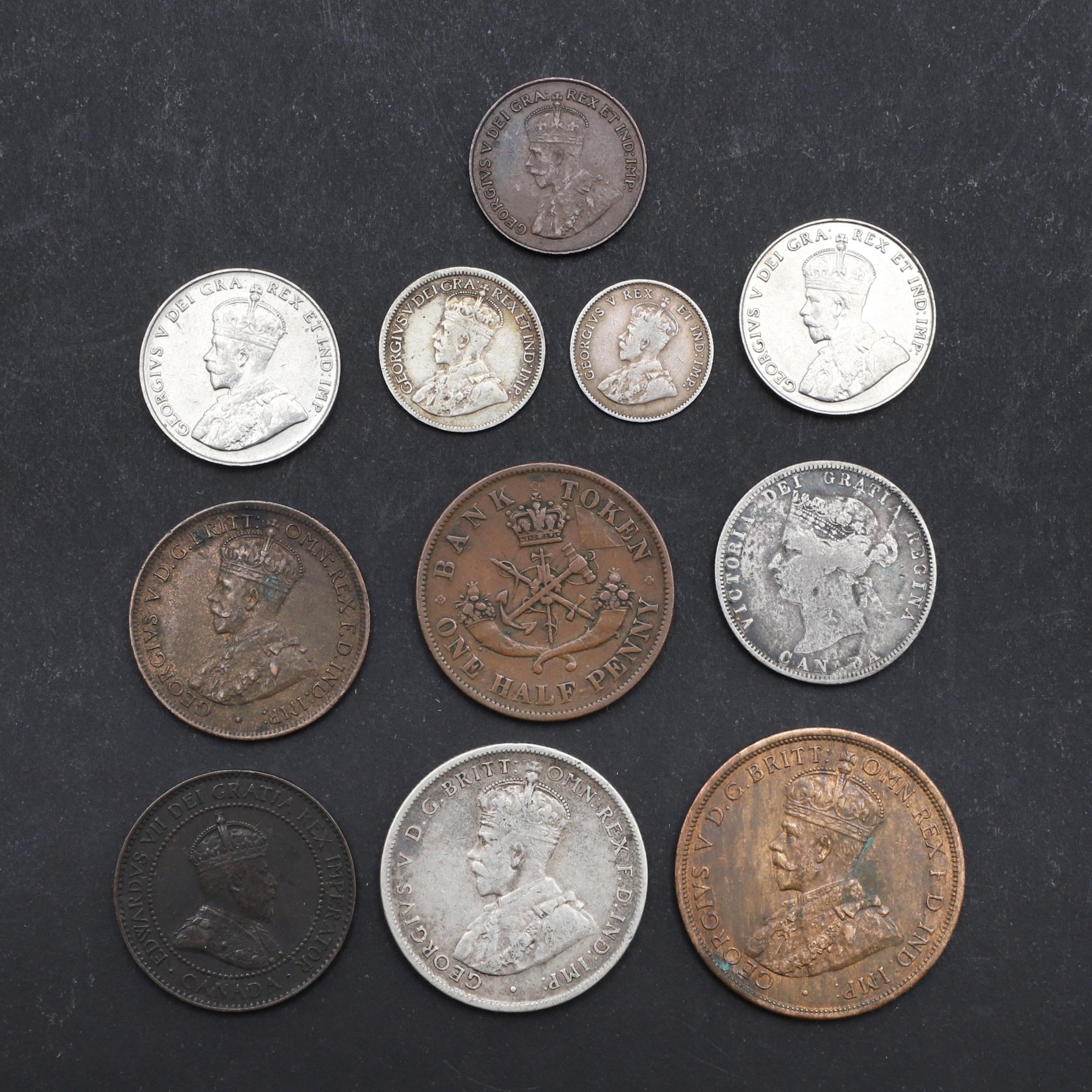A SMALL COLLECTION OF CANADIAN AND AUSTRALIAN COINS.