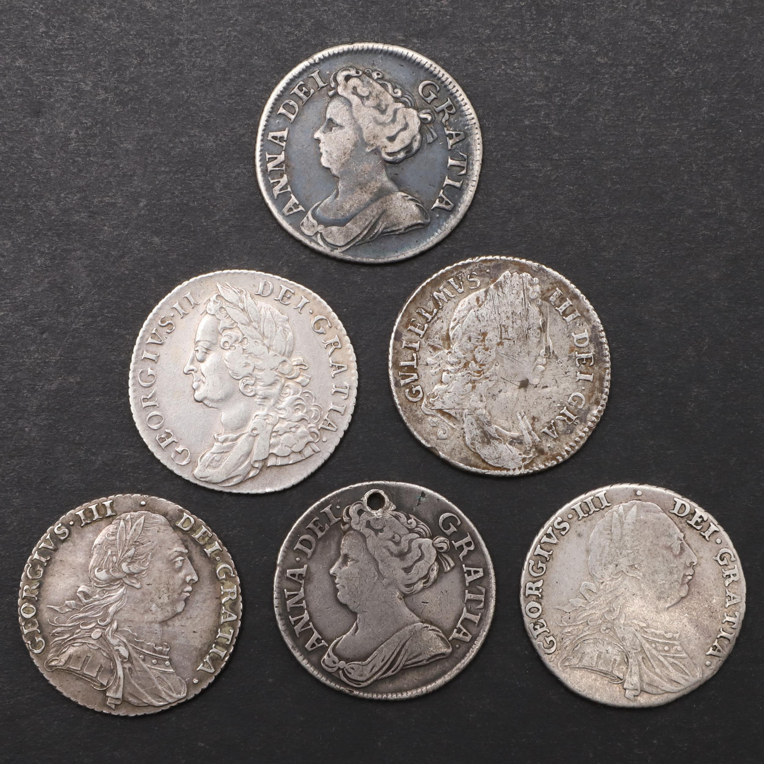 A COLLECTION OF SHILLINGS, WILLIAM III AND LATER.