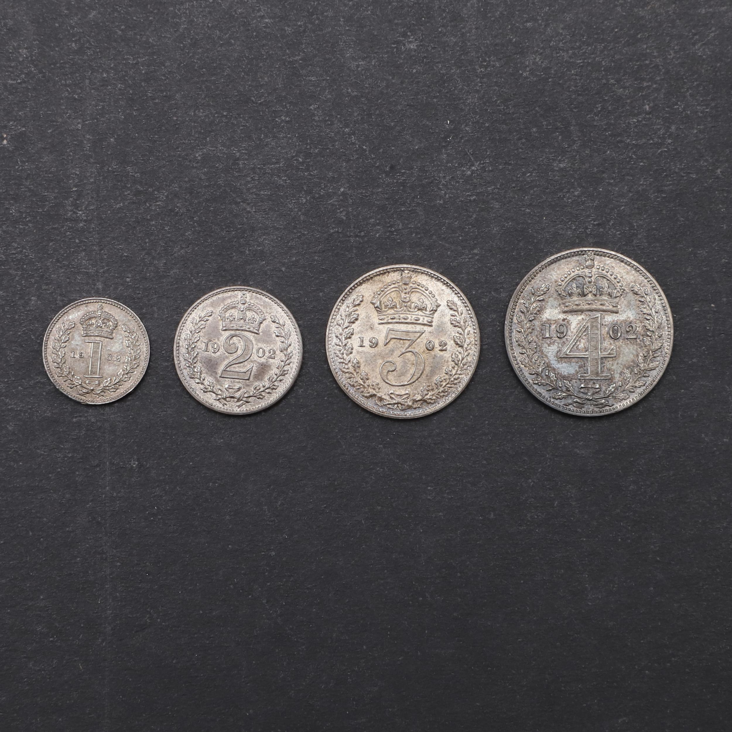 A CASED SET OF EDWARD VII MATT PROOF MAUNDY COINS, 1902. - Image 2 of 5