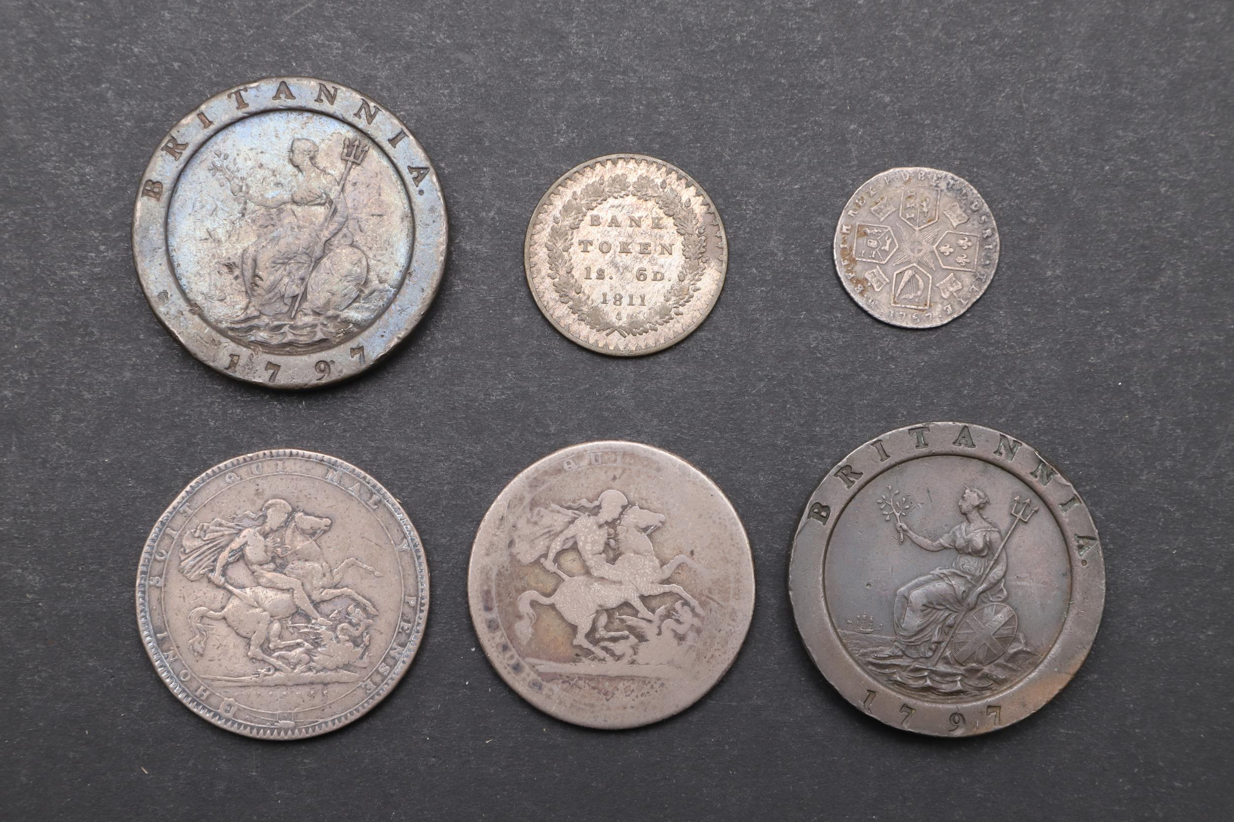 A GEORGE III CROWN AND A SMALL COLLECTION OF SIMILAR COINS. - Image 7 of 7