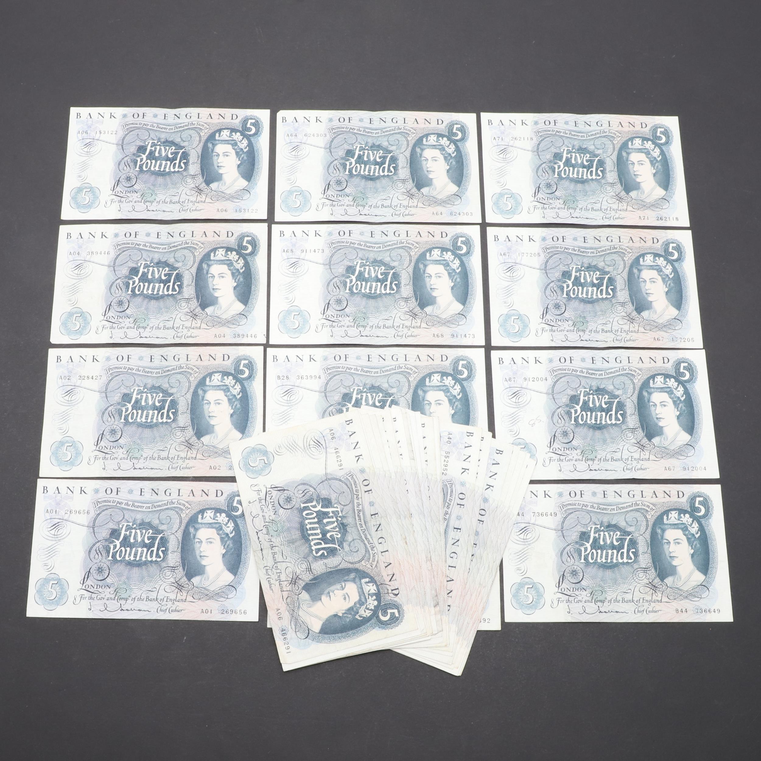 A COLLECTION OF 42 BANK OF ENGLAND SERIES 'C' FIVE POUND NOTES.