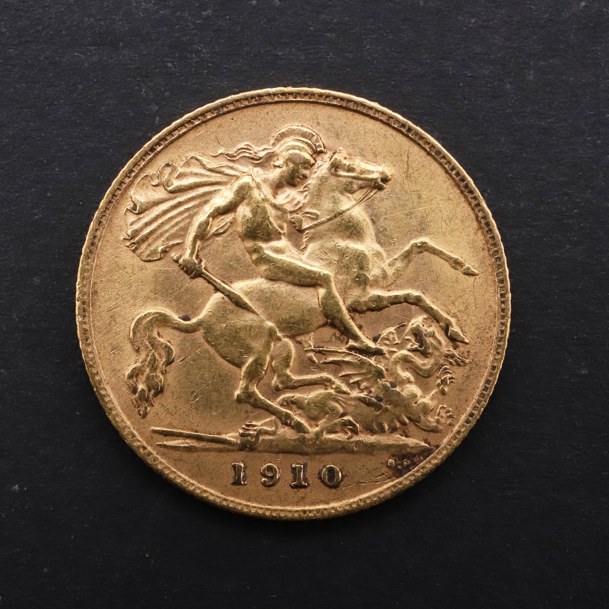 AN EDWARD VII HALF SOVEREIGN, 1910. - Bild 2 aus 3