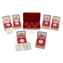 A COLLECTION OF SILVER PROOF SETS TO INCLUDE A FALKLANDS ISLANDS FIFTY PENCE 1977.