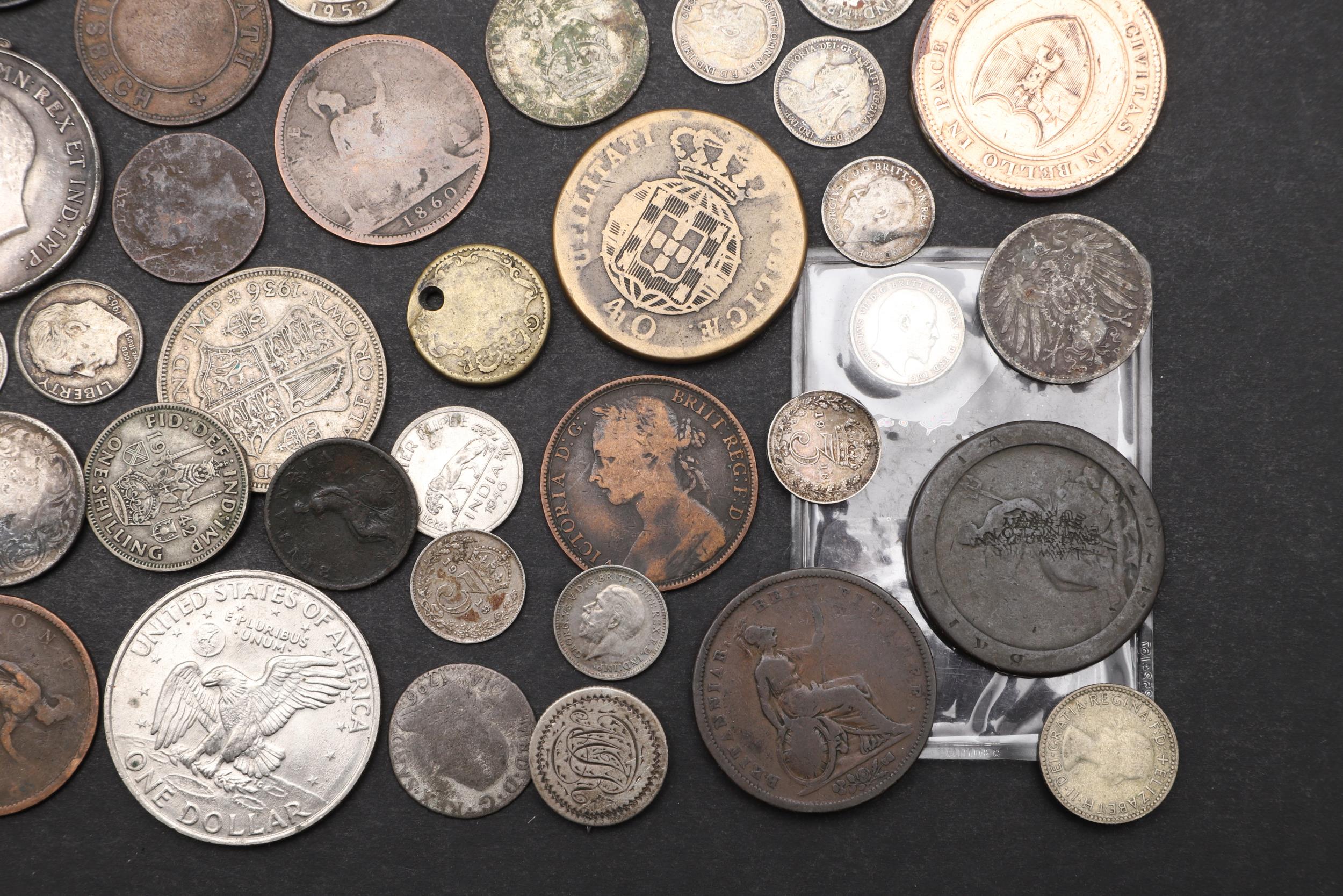 A MIXED COLLECTION OF WORLD COINS AND A GREAT WAR MEDAL. - Image 5 of 5