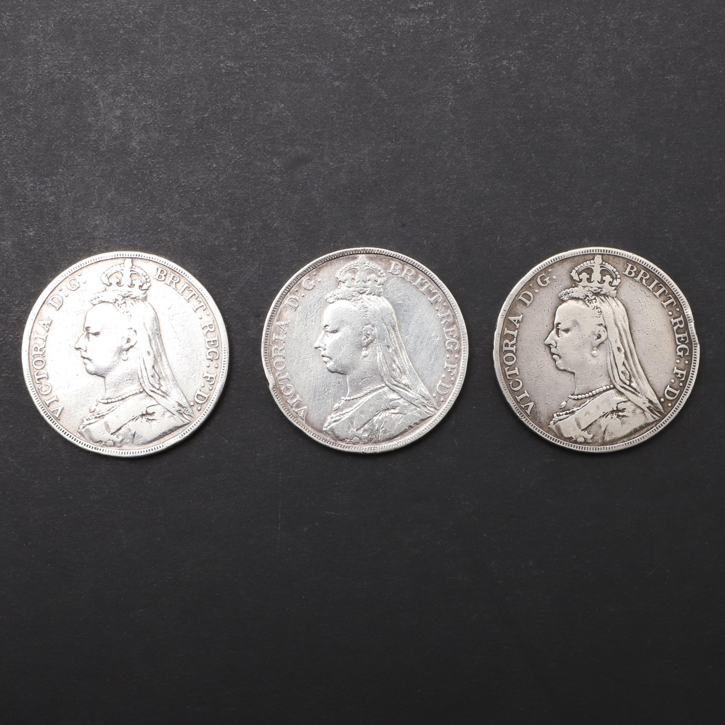 THREE QUEEN VICTORIA CROWNS, 1889, 1890 AND 1891.