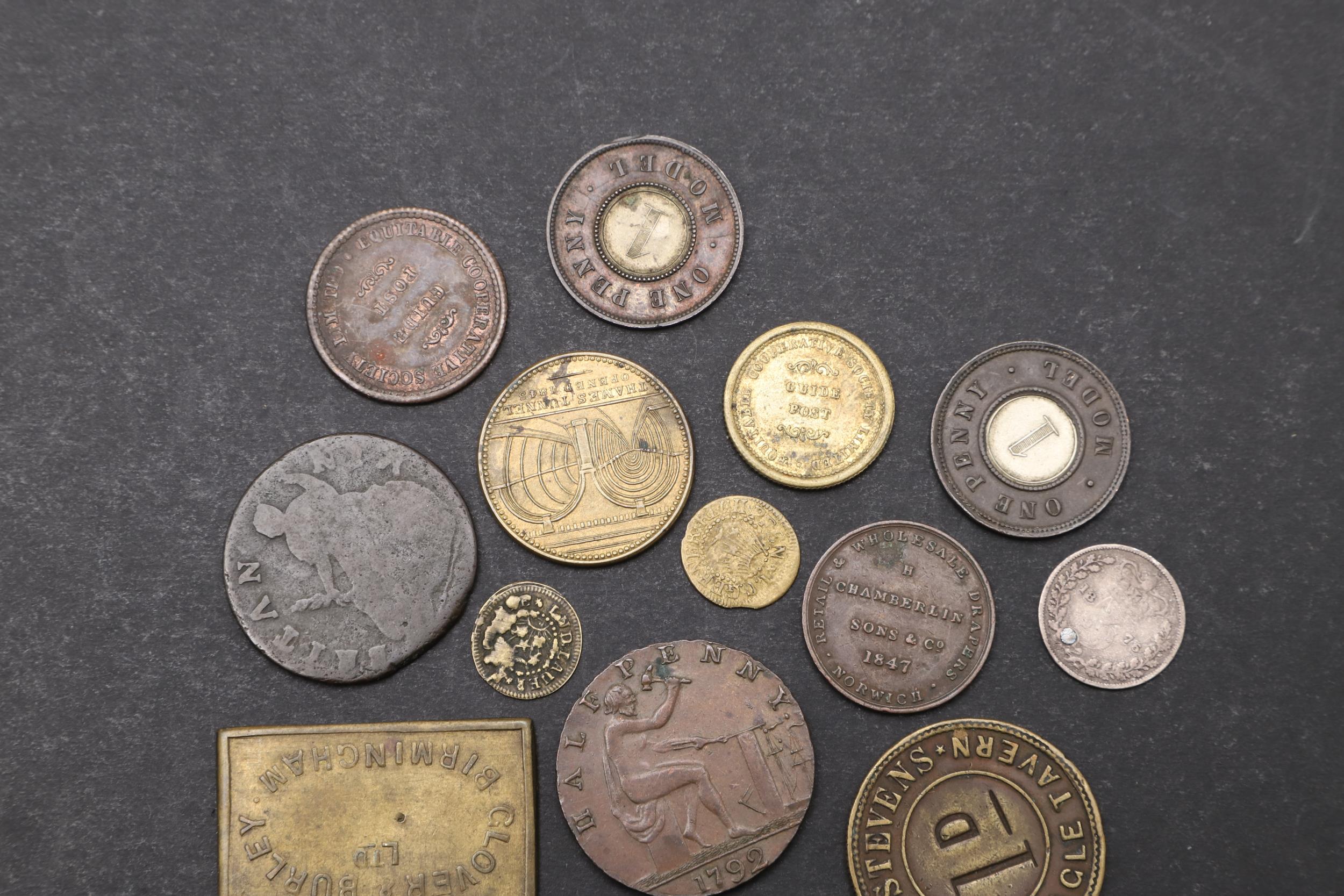 A COLLECTION OF TOKENS AND SIMILAR TO INCLUDE COUNTERMARKED EXAMPLES. - Image 5 of 6