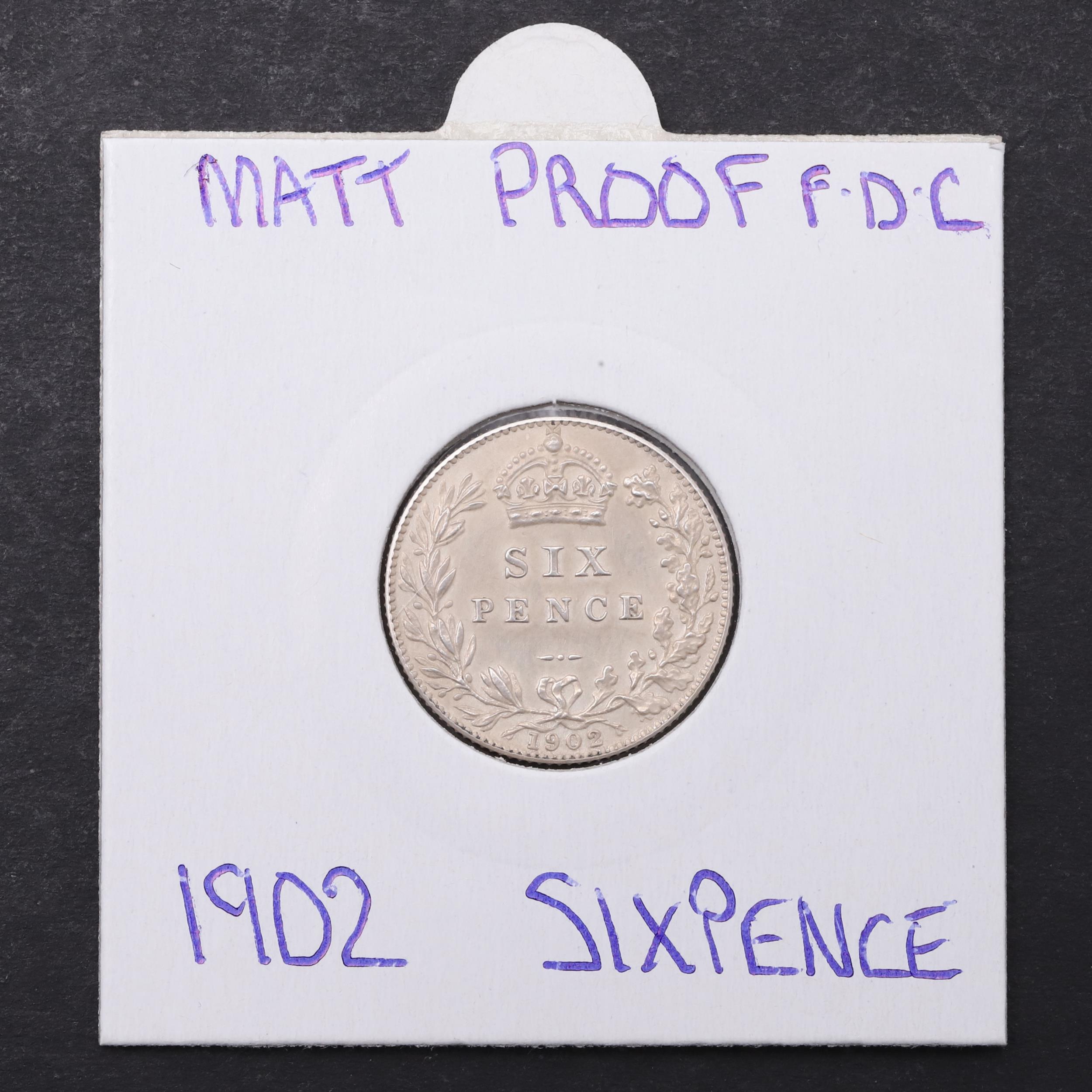 AN EDWARD VII MATT PROOF SIXPENCE, 1902. - Bild 2 aus 2