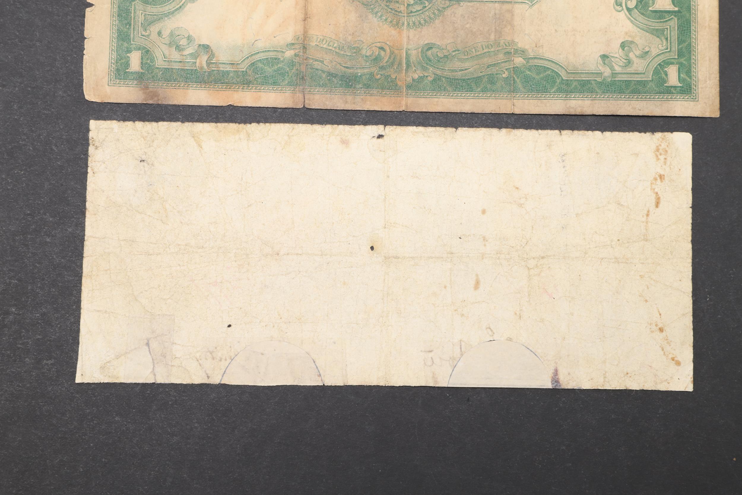 A CONFEDERATE STATES RICHMOND FIVE DOLLAR NOTE AND A ONE DOLLAR NOTE. - Image 5 of 5