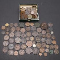 A COLLECTION OF WORLD COINS TO INCLUDE GEORGE III COPPER AND OTHERS.