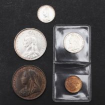 A COLLECTION OF VICTORIAN COINS TO INCLUDE FLORIN, SIXPENCE AND OTHERS.