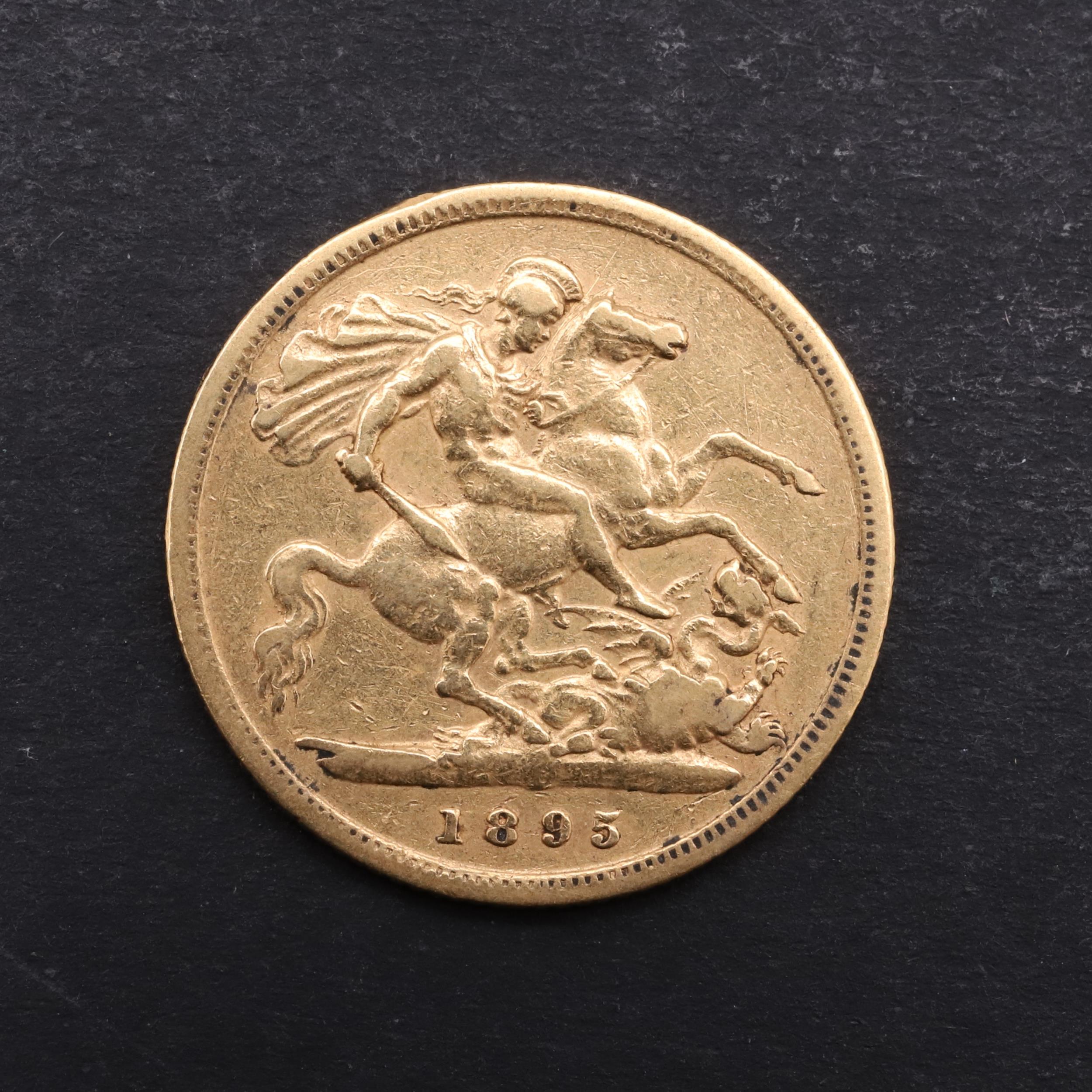 A QUEEN VICTORIA HALF SOVEREIGN, 1895. - Bild 2 aus 3