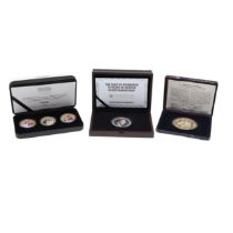 A WILLIAM AND CATHERINE THREE COIN SILVER COIN SET AND OTHER THEMED RECENT SILVER ISSUES.