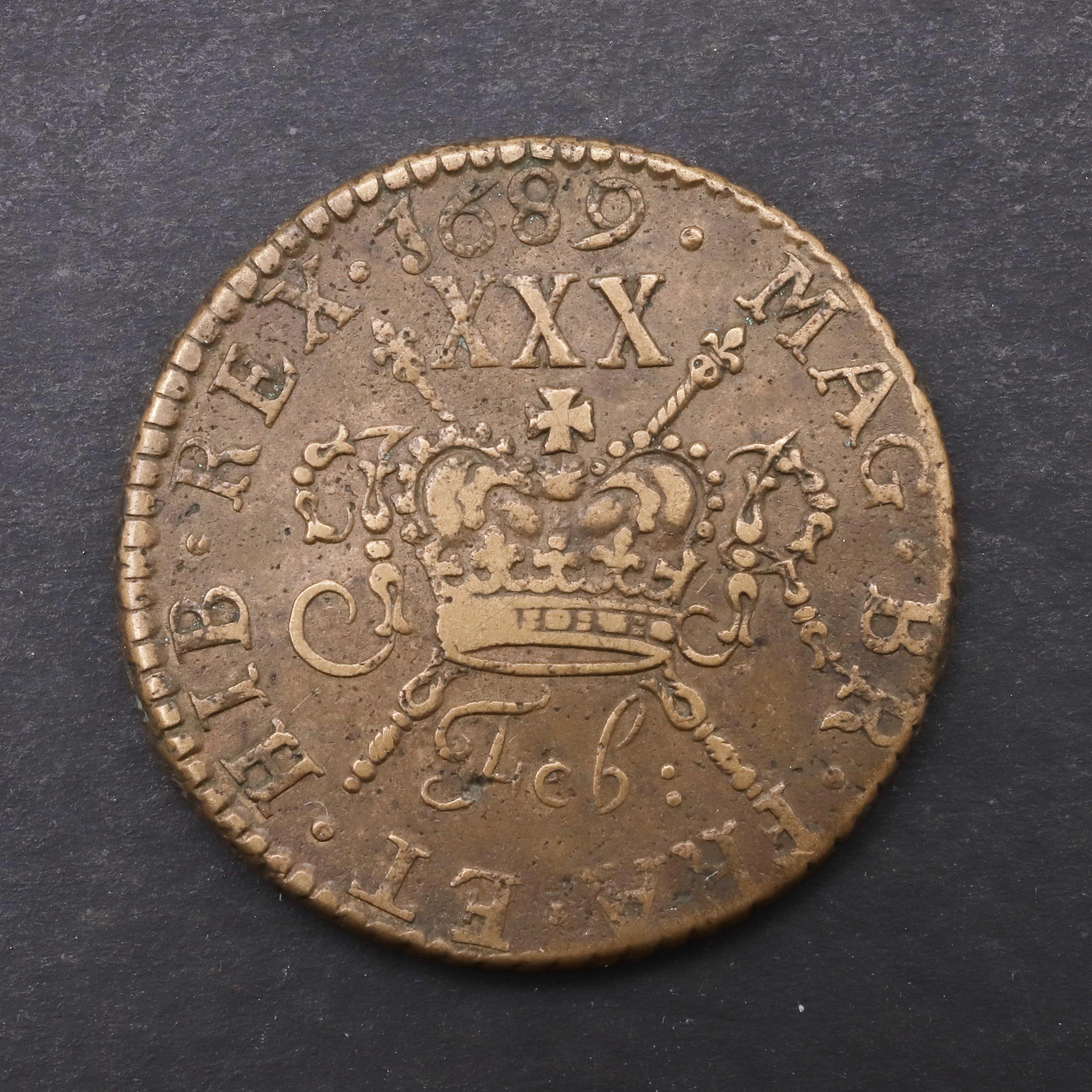 A JAMES II GUNMONEY HALFCROWN, 1689. - Image 2 of 3