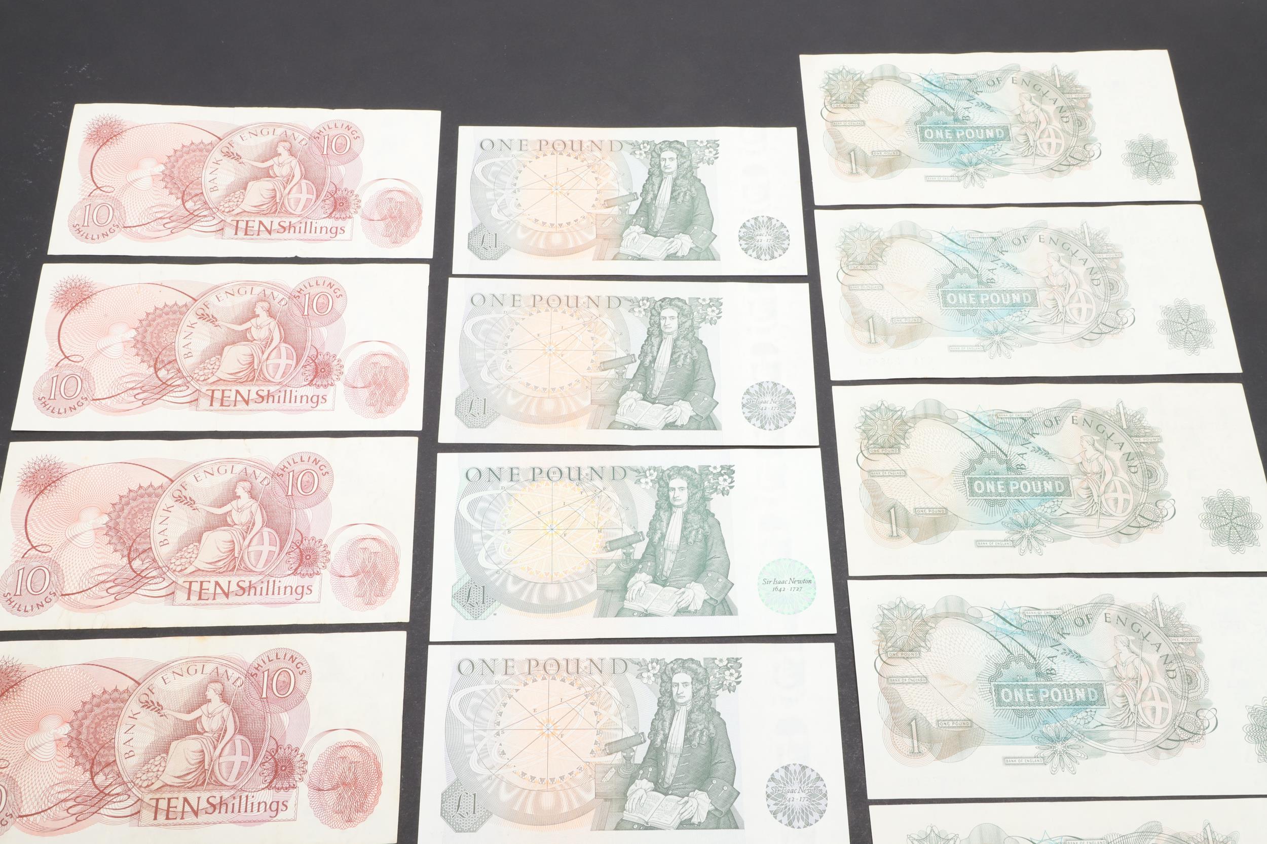 A COLLECTION OF BANK OF ENGLAND ONE POUND AND TEN SHILLING NOTES. - Image 7 of 8
