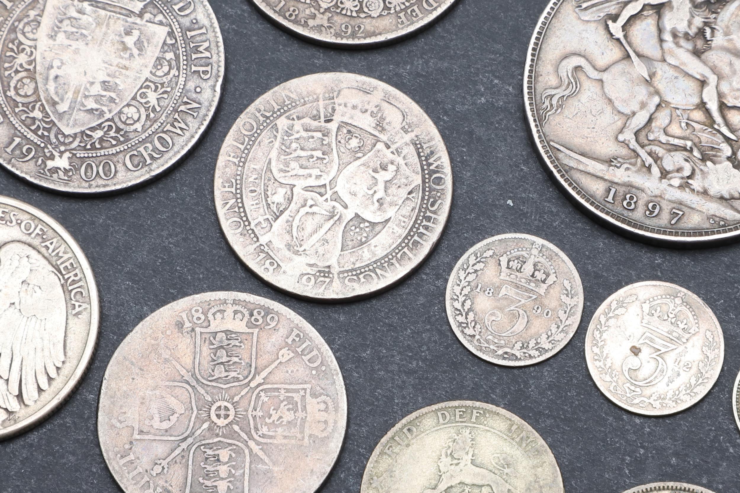 A QUEEN VICTORIA CROWN, 1897 AND A SMALL COLLECTION OF OTHER SILVER. - Image 3 of 3