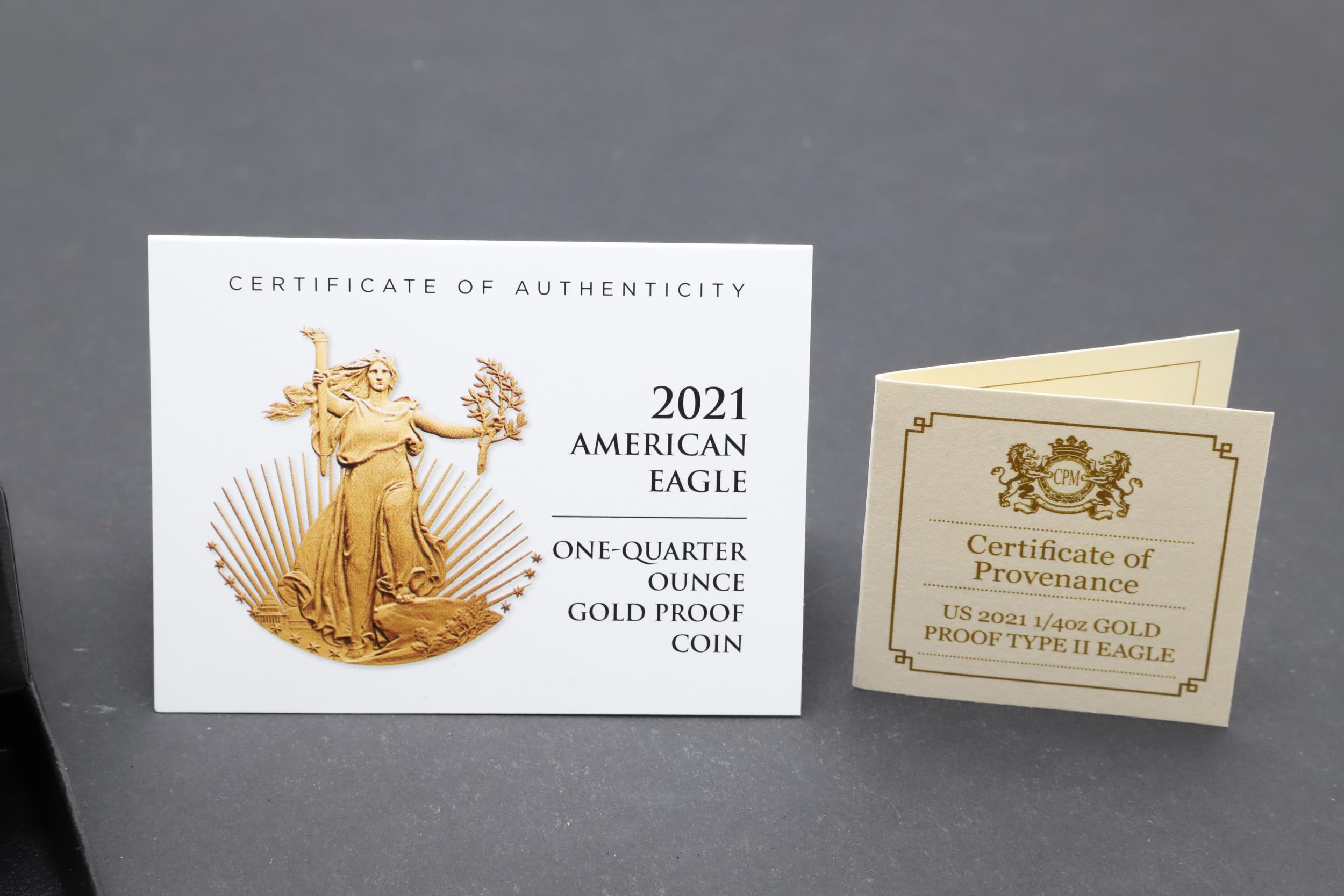 AN AMERICAN GOLD EAGLE PROOF ONE-QUARTER OUNCE COIN, 2021. - Bild 4 aus 7