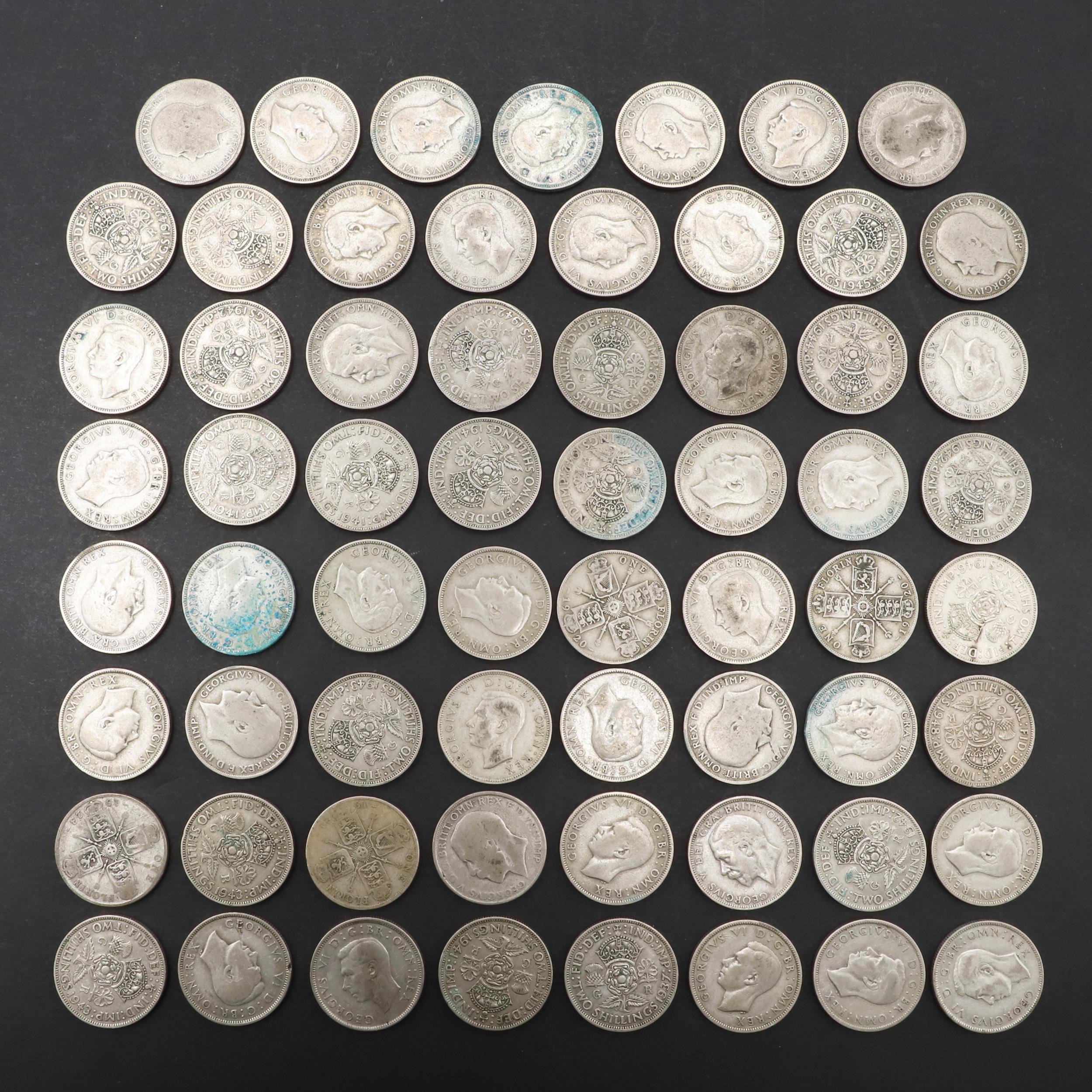 A COLLECTION OF SILVER AND PART SILVER FLORINS, GEORGE V AND LATER.