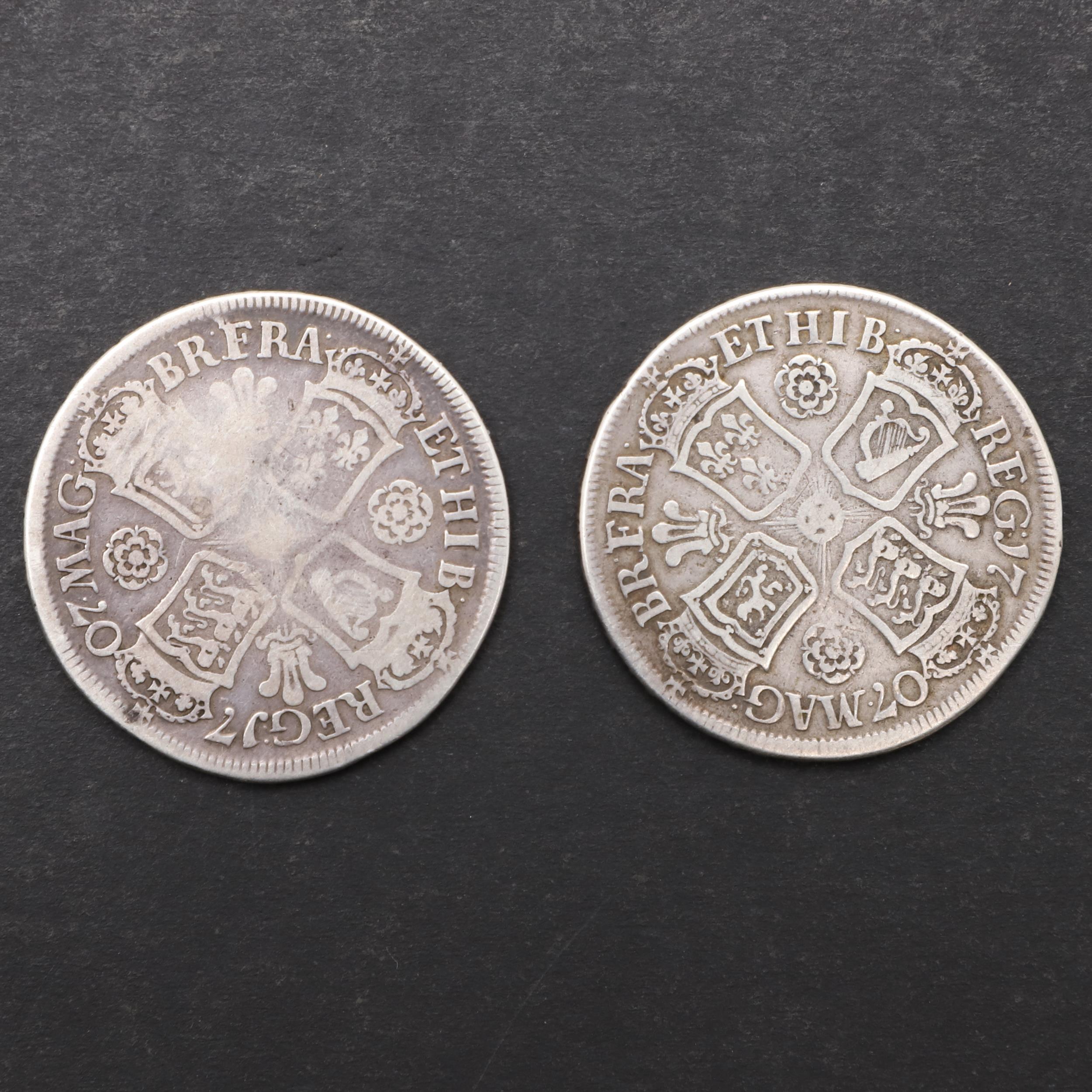 TWO QUEEN ANNE HALFCROWNS, BOTH 1707. - Image 2 of 3