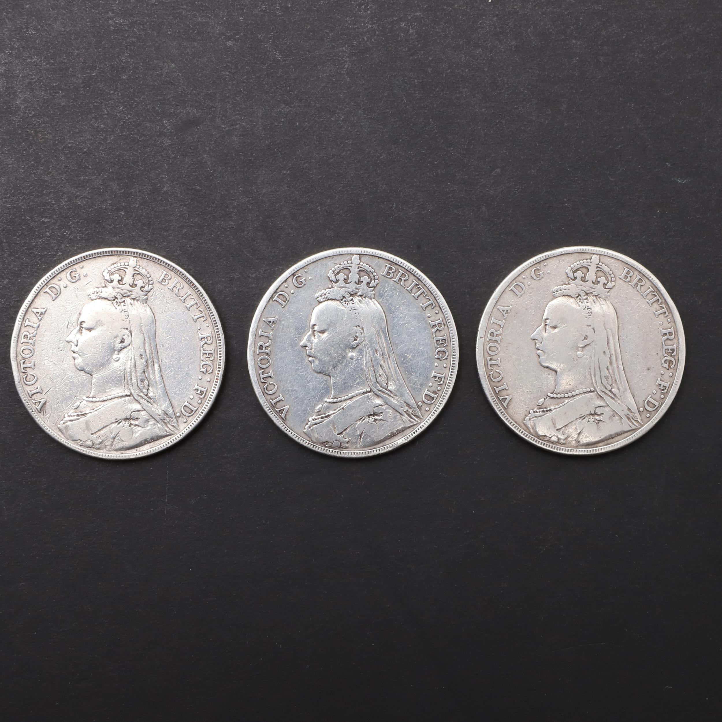 THREE QUEEN VICTORIA CROWNS, 1888, 1889 AND 1891.