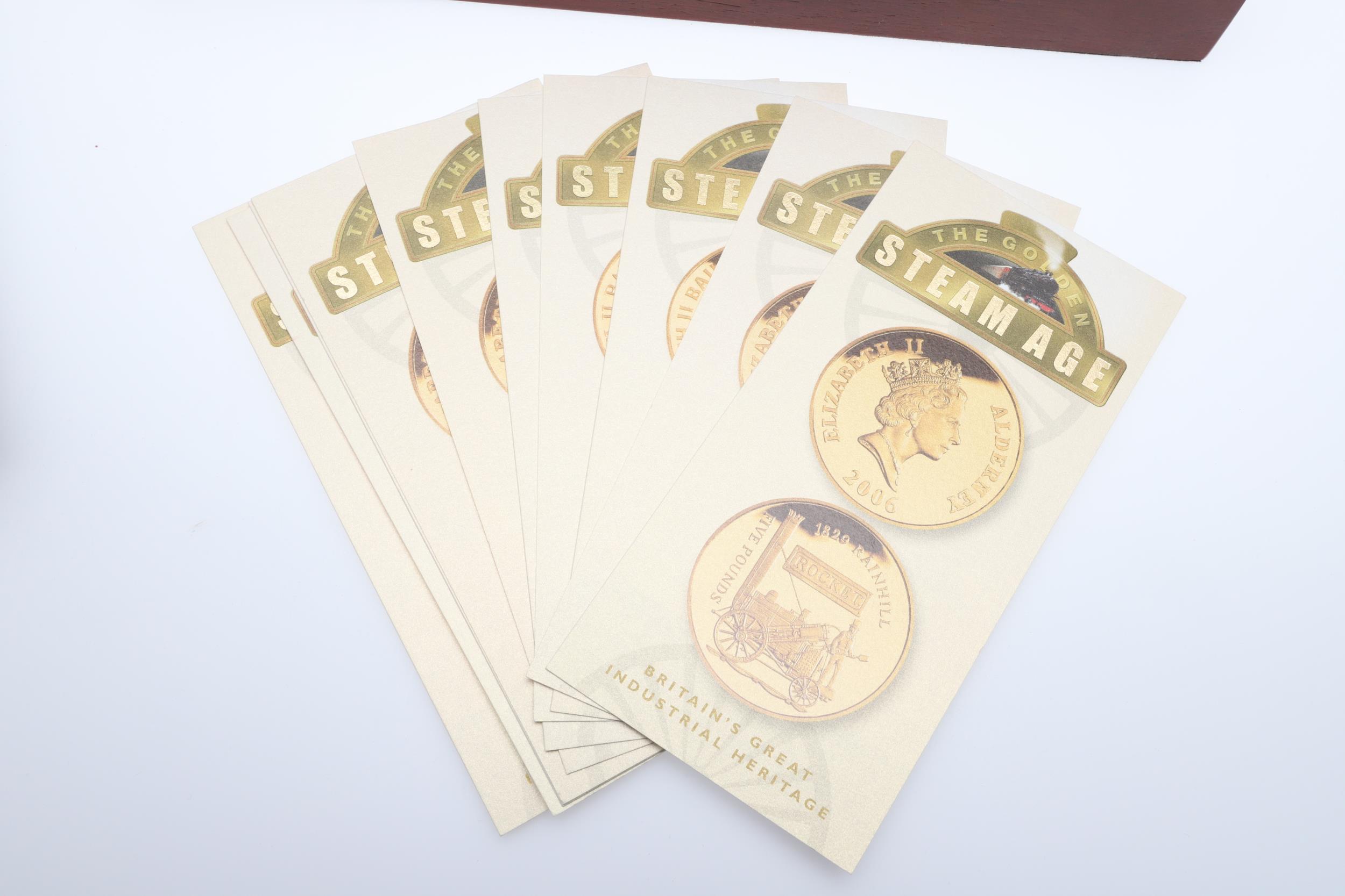 A ROYAL MINT 'THE GOLDEN STEAM AGE' COLLECTION OF 18 SILVER GILT PROOF COINS. - Image 4 of 5