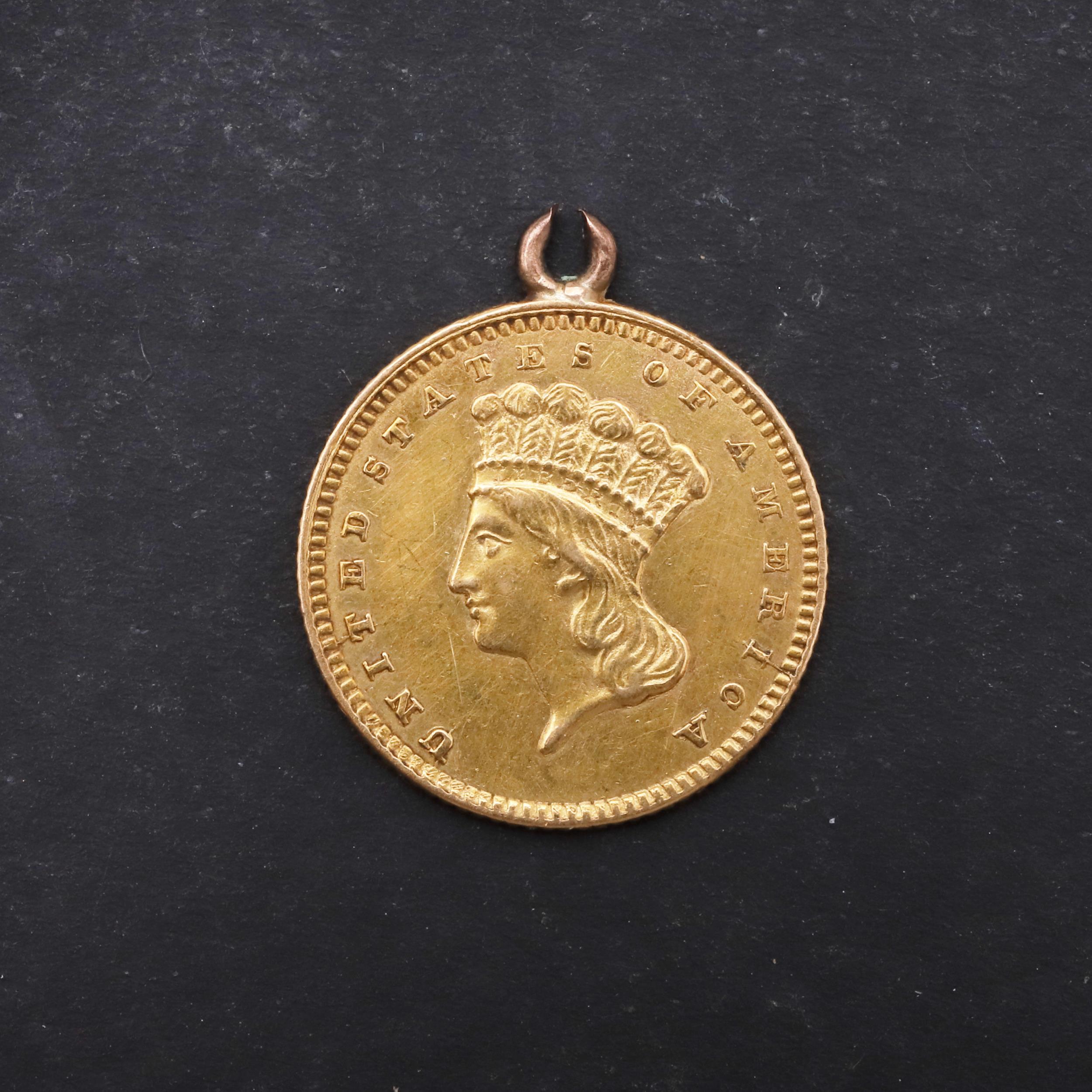 AN AMERICAN GOLD DOLLAR, 1861.