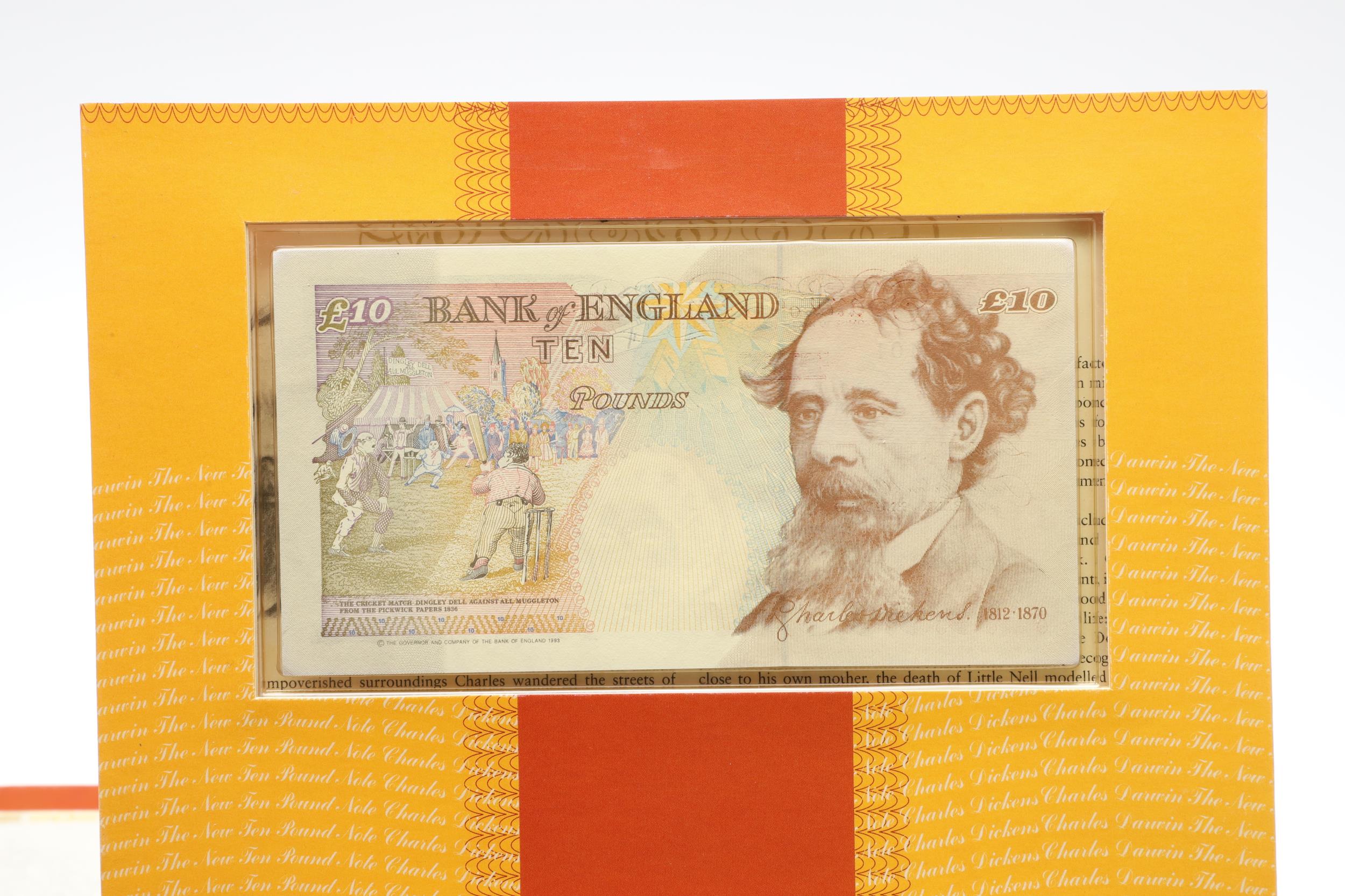 A BANK OF ENGLAND PRESENTATION SET OF 'LAST DICKENS' AND 'FIRST DARWIN' TEN POUND BANKNOTES. - Image 2 of 7
