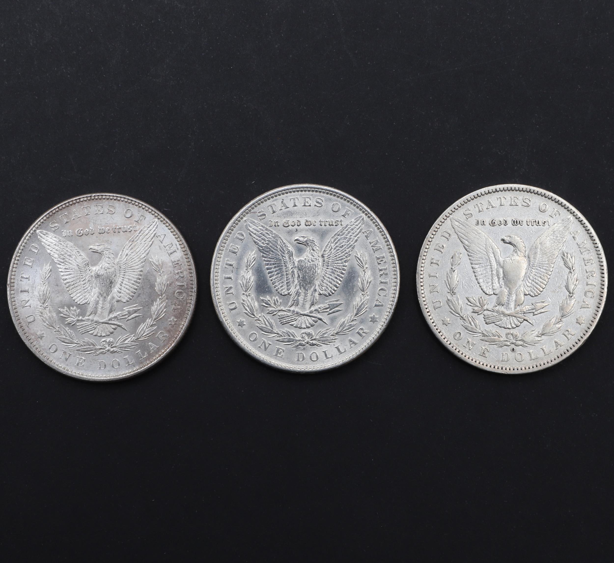 THREE AMERICAN MORGAN DOLLARS, 1879 AND LATER. - Image 2 of 3