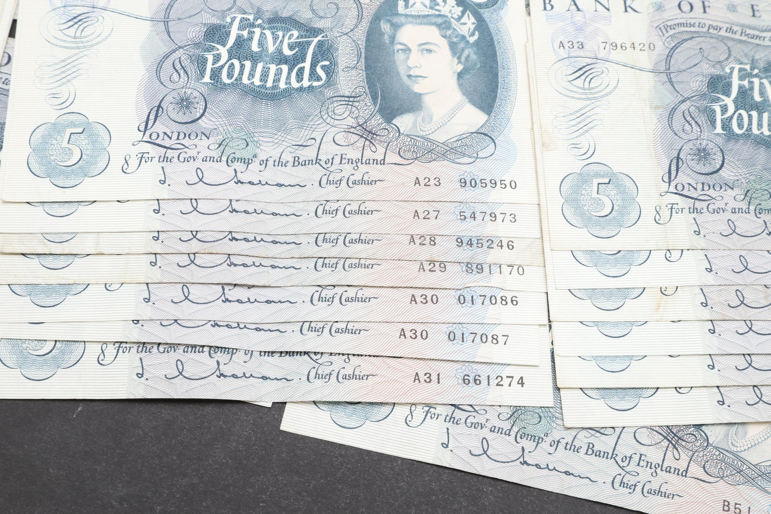 A COLLECTION OF 42 BANK OF ENGLAND SERIES 'C' FIVE POUND NOTES. - Image 9 of 13