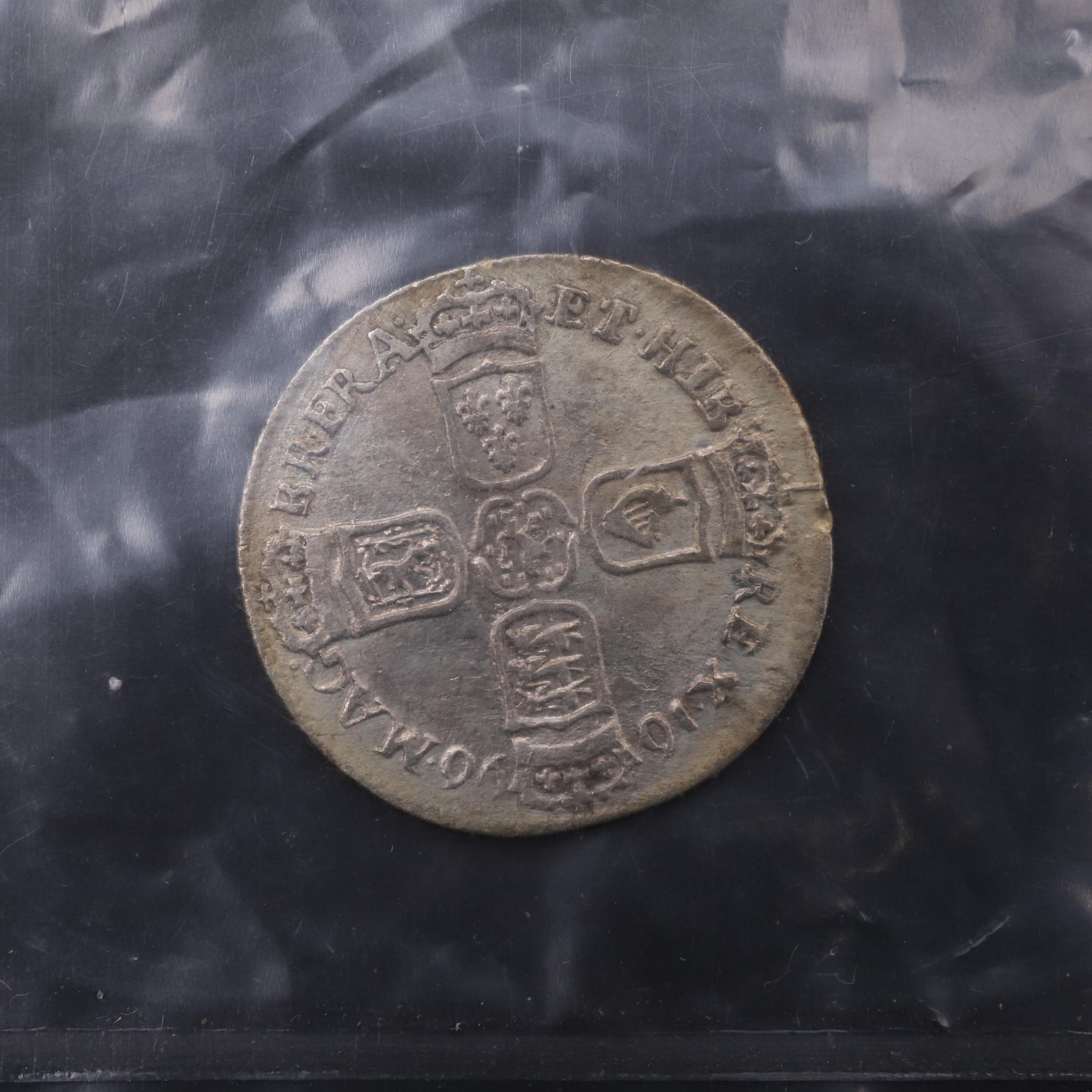 A WILLIAM III SIXPENCE, 1696, FROM THE WRECK OF THE ASSOCIATION. - Image 2 of 5