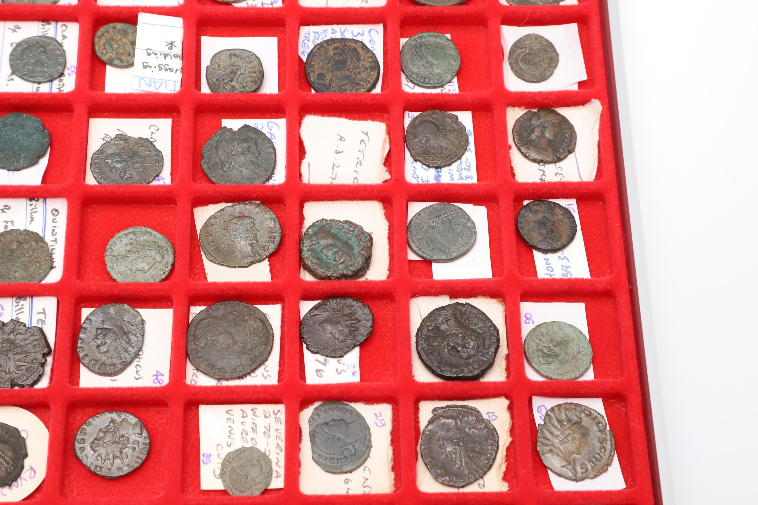 A COLLECTION OF ROMAN COINS IN A LINDNER COIN TRAY. - Image 9 of 11