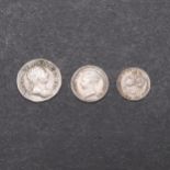 A GEORGE III TWOPENCE AND OTHER SMALL SILVER.