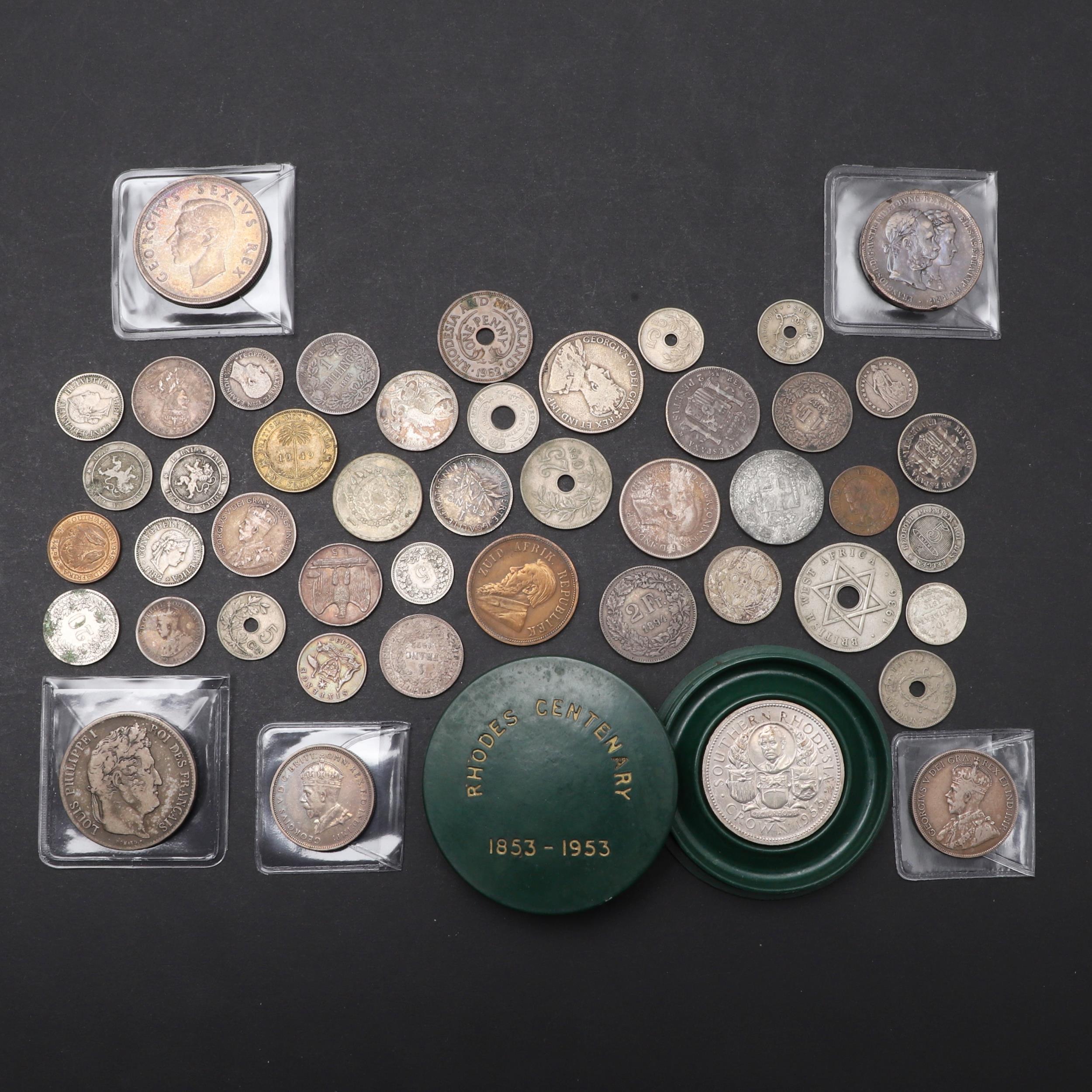 AN INTERESTING COLLECTION OF SOUTH AFRICAN AND OTHER WORLD COINS.