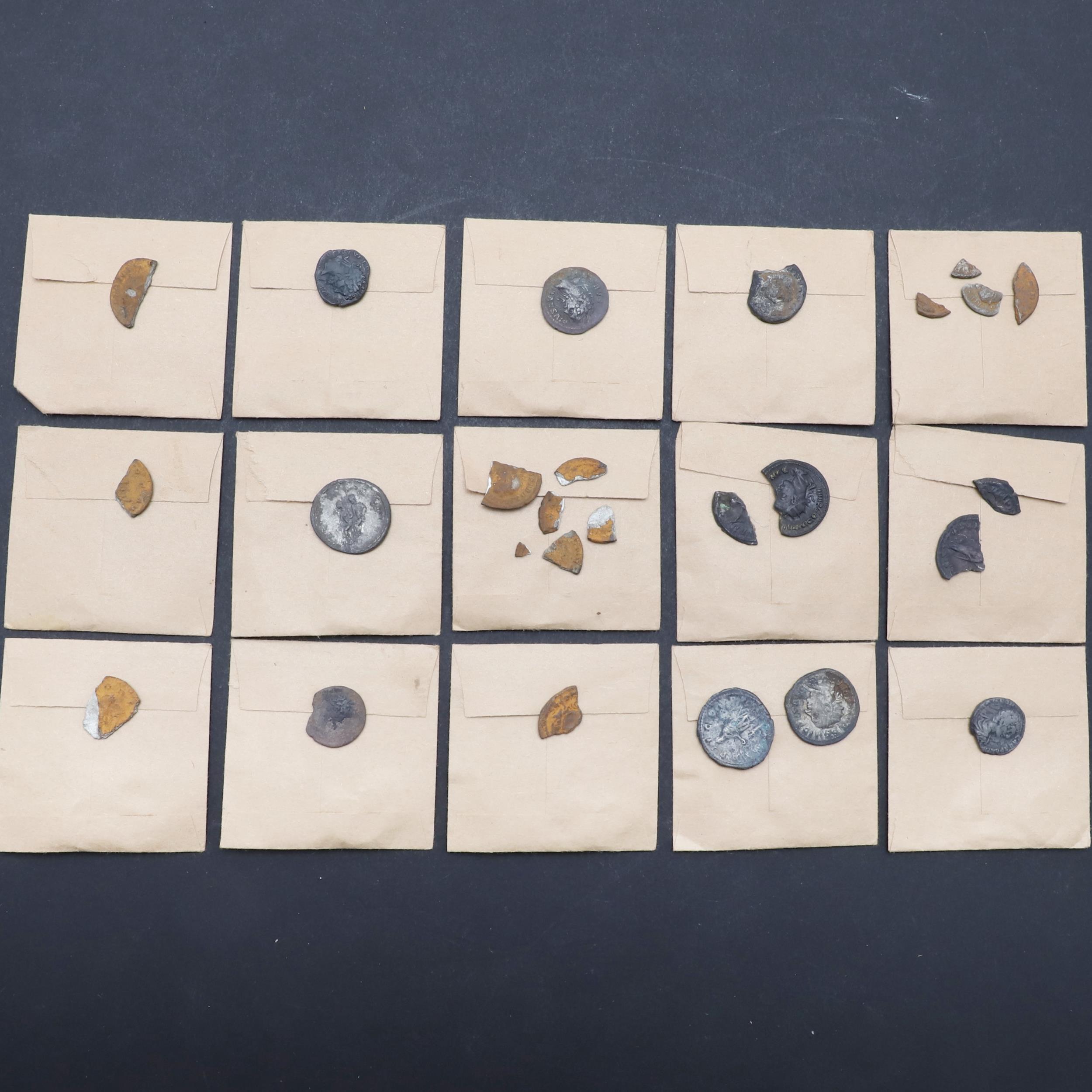A HOARD OF SIXTEEN ROMAN COINS ALL IDENTIFIED AND RECORDED AS TREASURE T2019-1102.