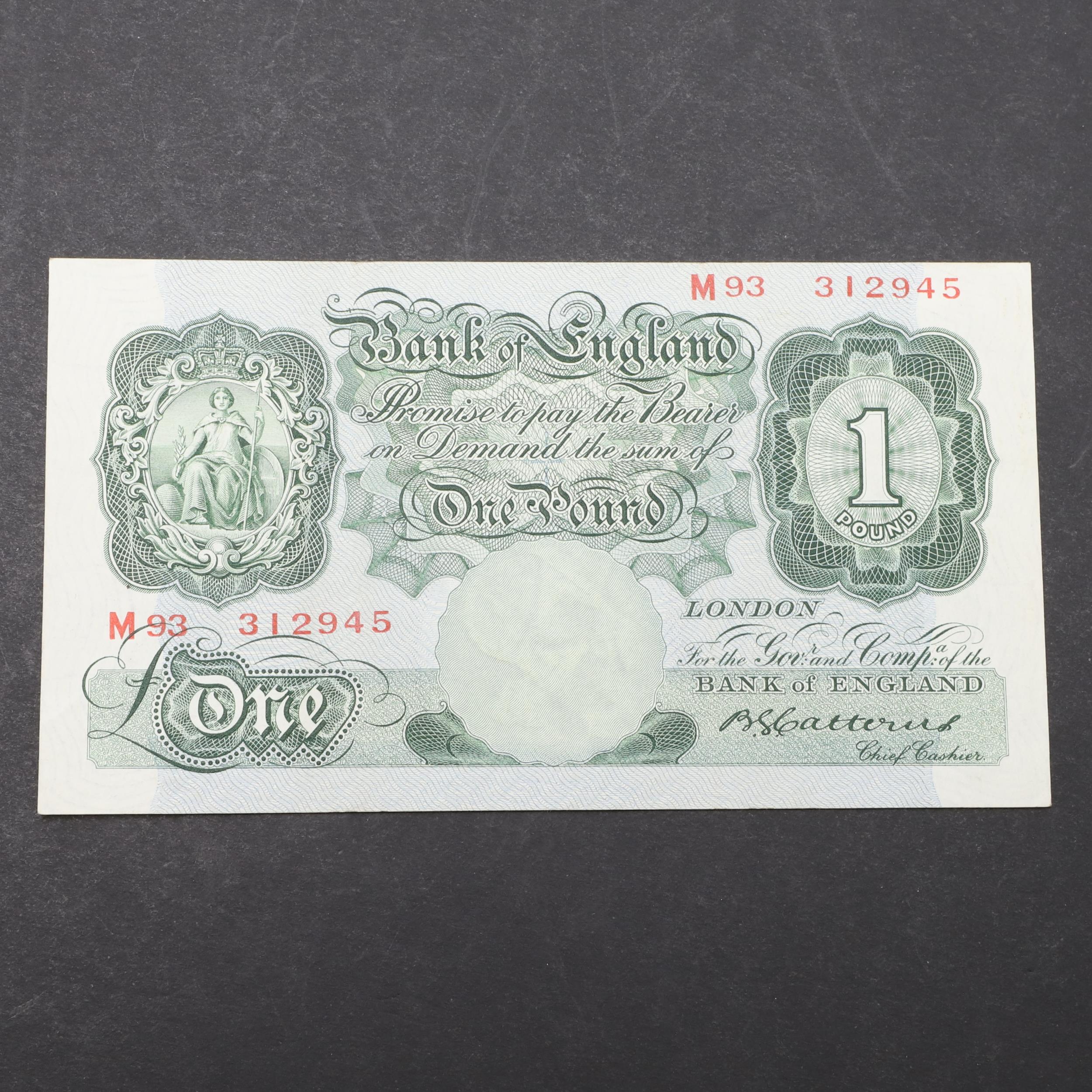 A BANK OF ENGLAND SERIES 'A' ONE POUND NOTE.