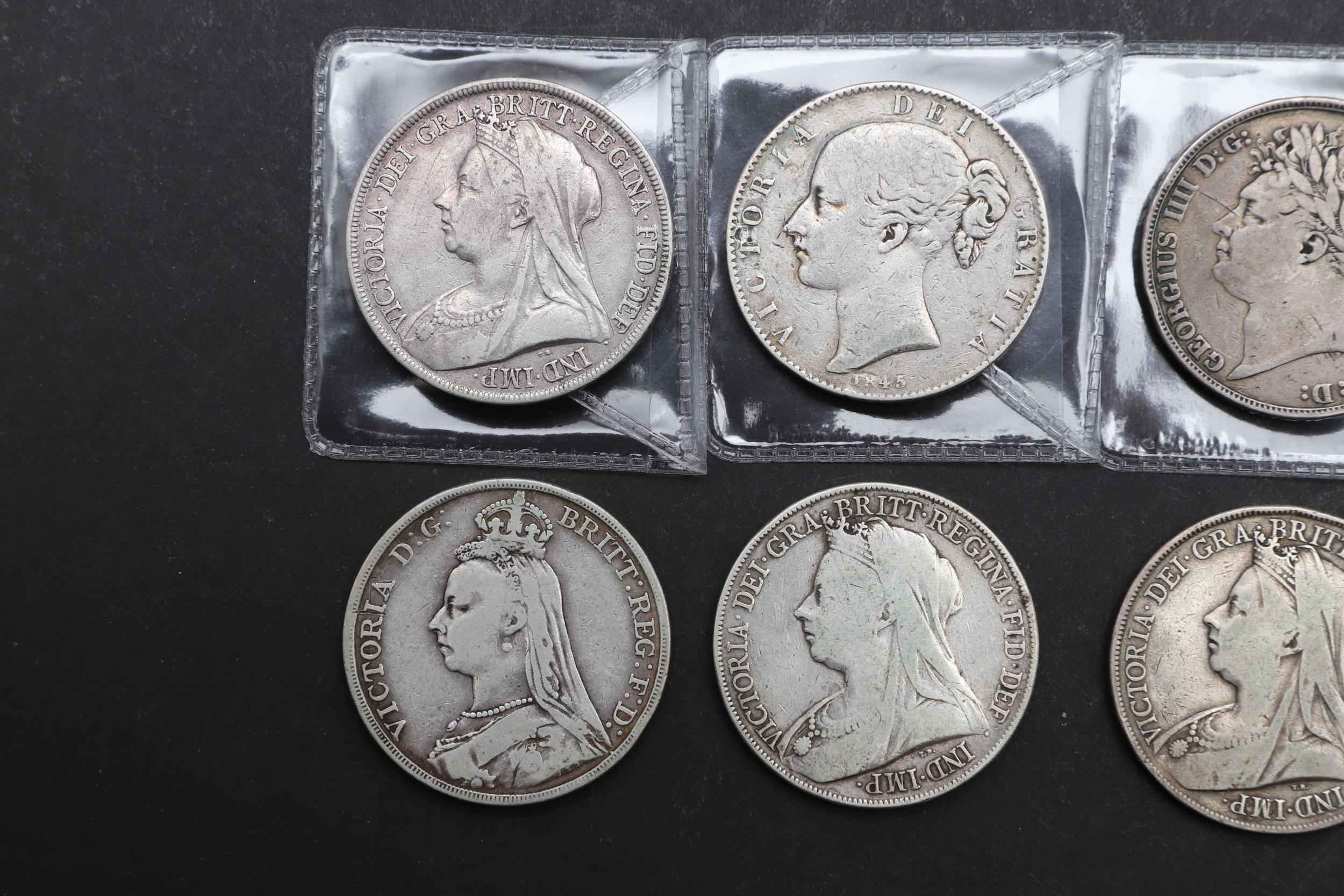 A COLLECTION OF EIGHT CROWNS, GEORGE IV AND LATER. - Image 2 of 5