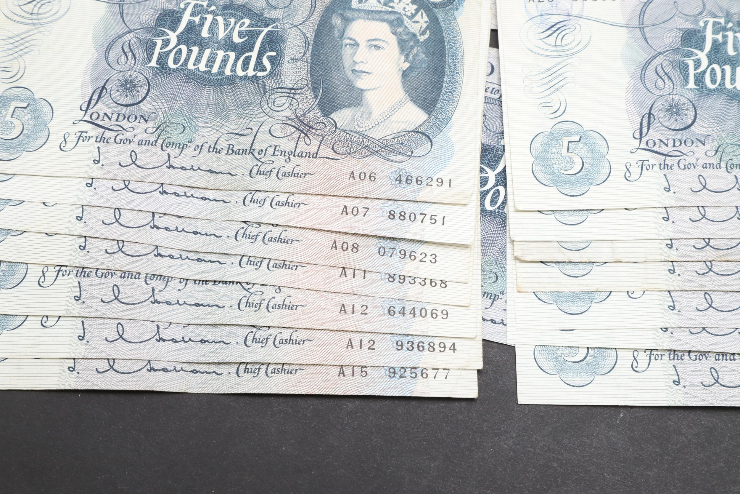 A COLLECTION OF 42 BANK OF ENGLAND SERIES 'C' FIVE POUND NOTES. - Image 10 of 13