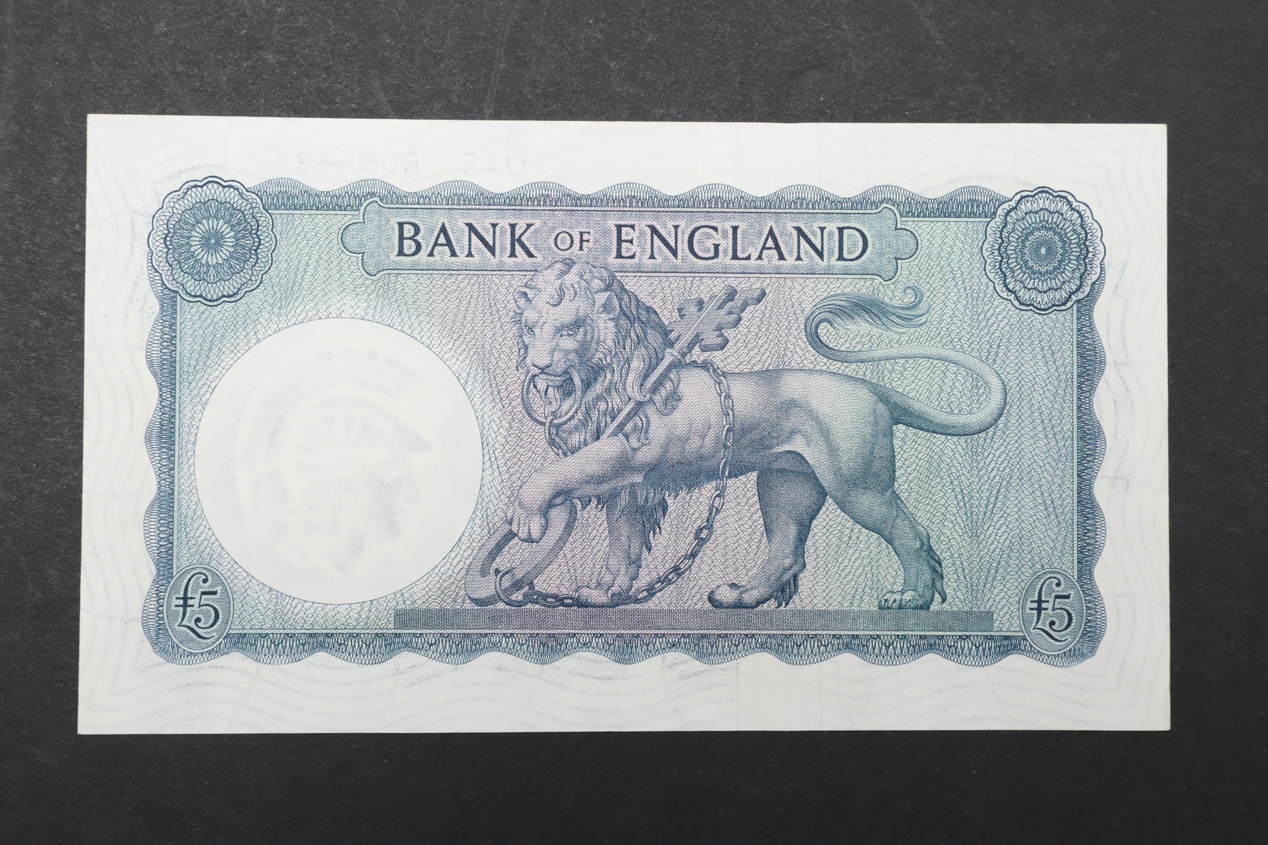 A SERIES 'B' HELMETED BRITANNIA FIVE POUND NOTE. - Image 2 of 2