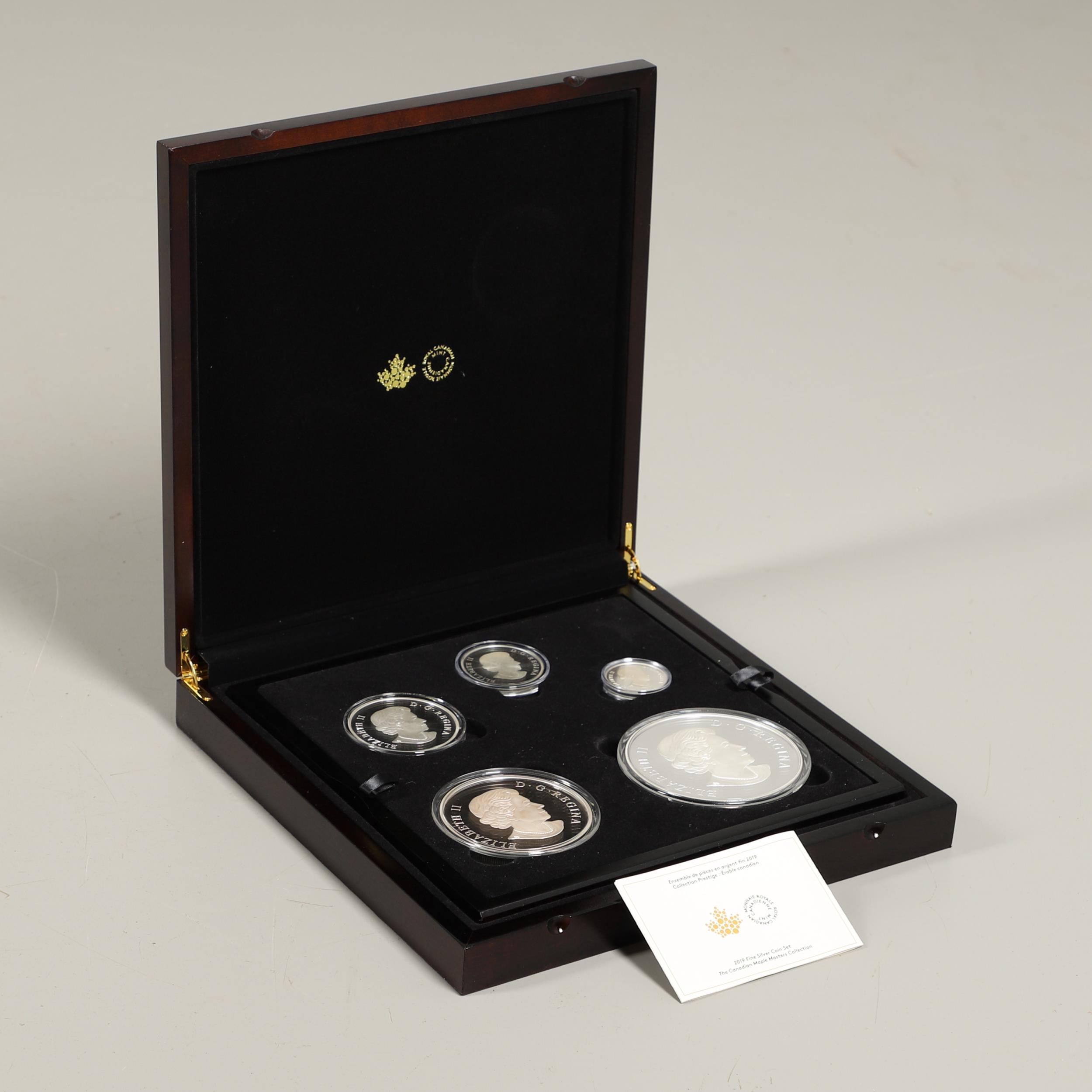 AN ELIZABETH II ROYAL CANADIAN MINT SILVER FIVE COIN 'MAPLE MASTERS' COLLECTION. 2019. - Bild 2 aus 15