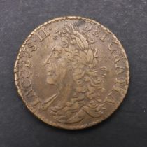 A JAMES II GUNMONEY HALFCROWN, 1689.