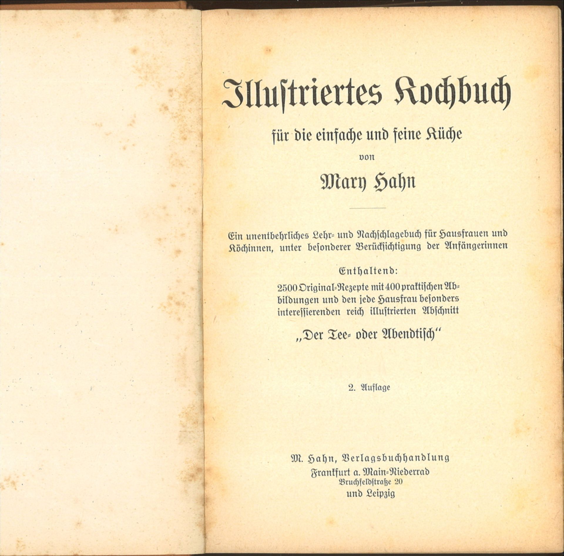 "Illustriertes Kochbuch" für die einfache und feine Küche von Mary Hahn, 2. Auflage - Image 2 of 2