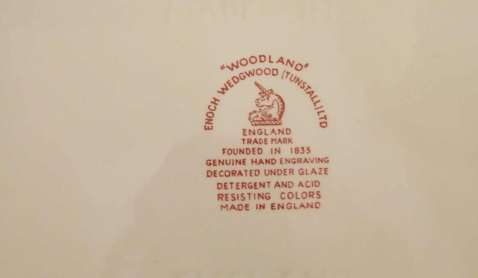 Speißeservice Enoch Wedgwood (Tunstall) LTD. England "Woodland" bestehend aus 6 großen Tellern, 6 - Image 2 of 2